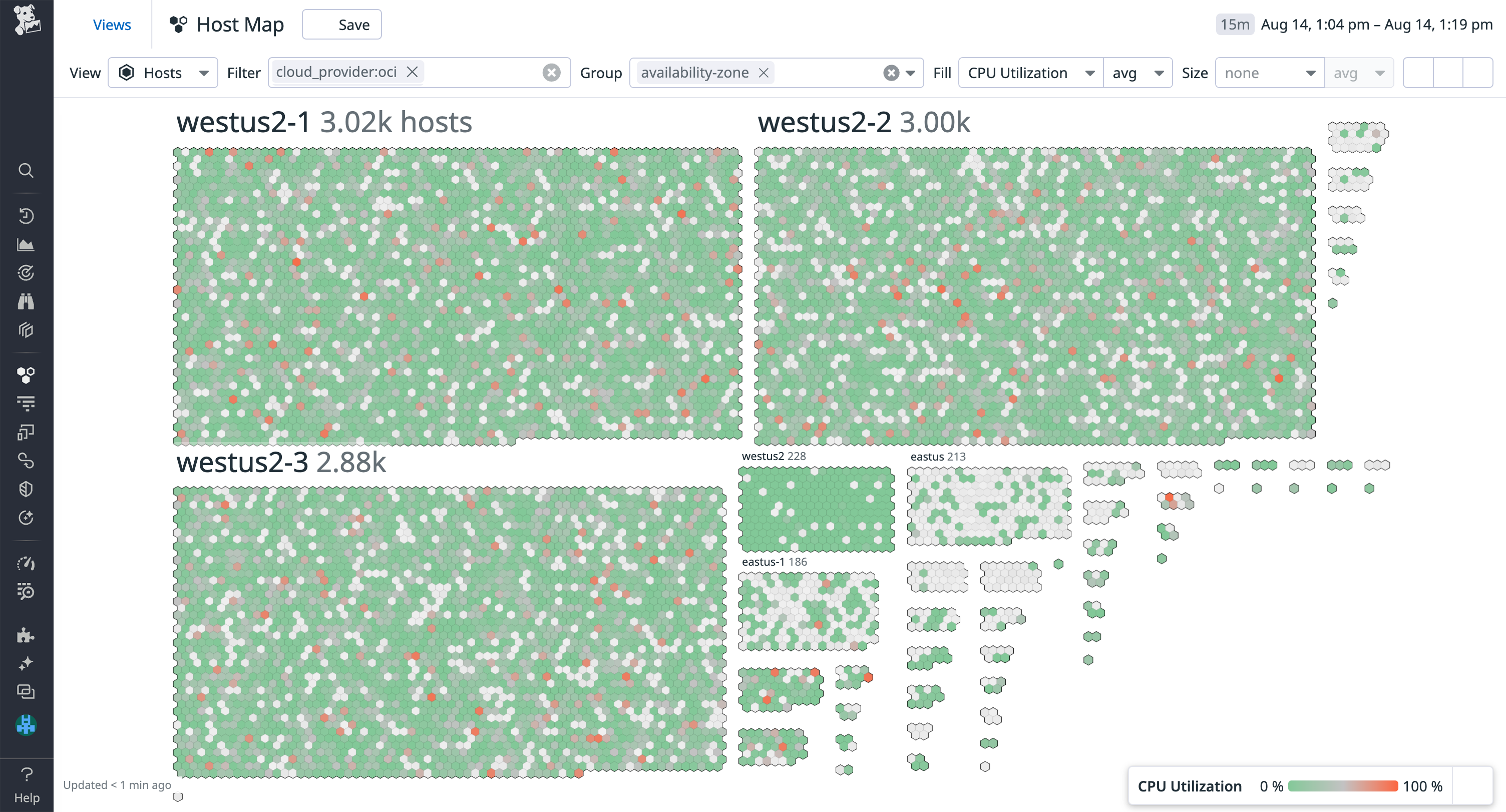 Monitor the health and usage of OCI hosts using Datadog Host map.