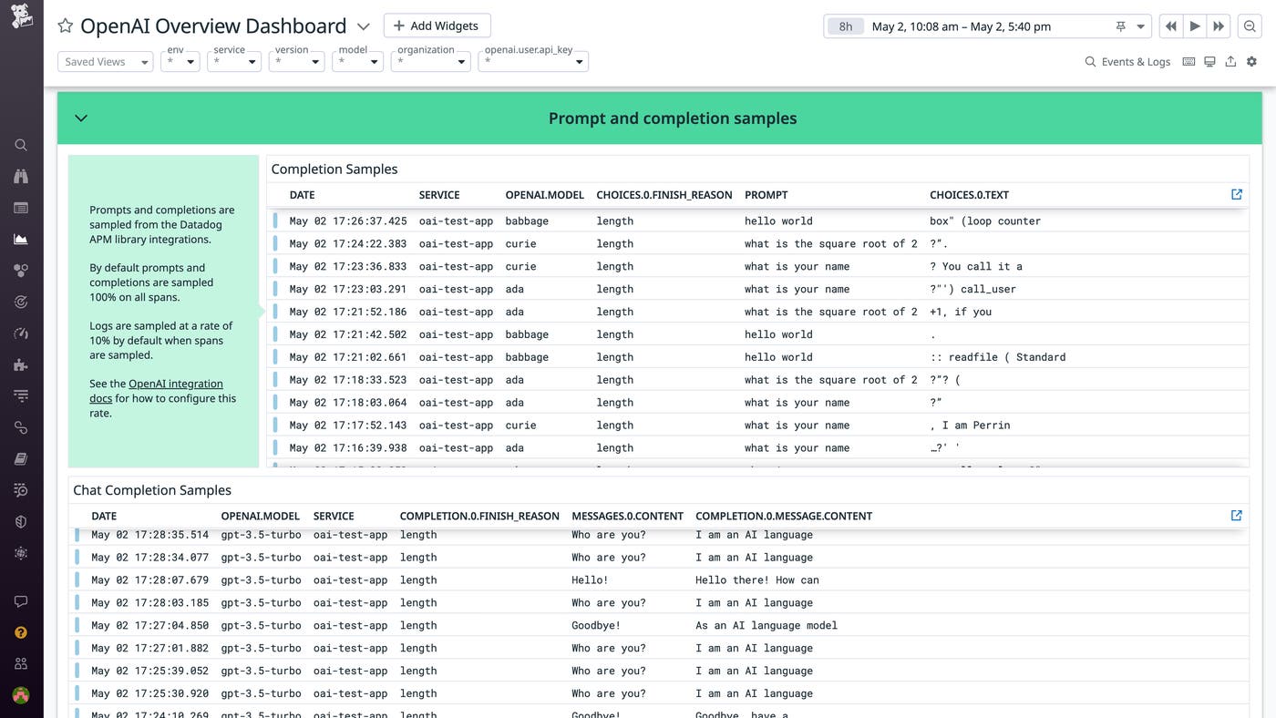 Enabling log collection provides granular visibility into OpenAI prompts and completions Enabling log collection provides granular visibility into OpenAI prompts and completions