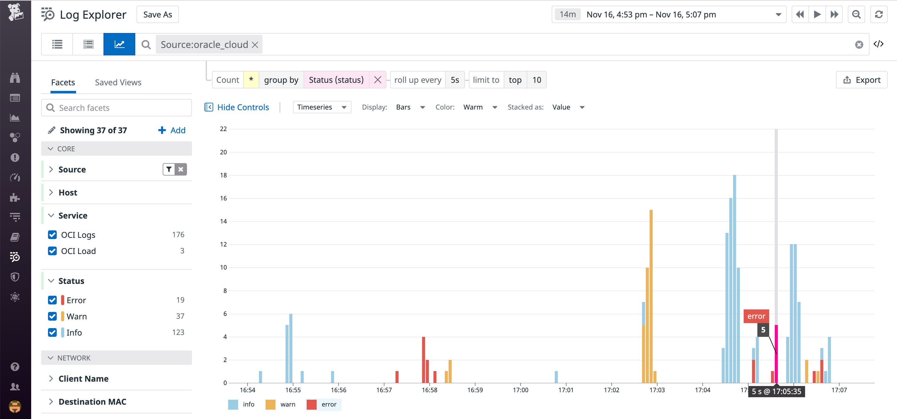 You can visually sort your OCI logs to get a big-picture perspective of your OCI You can visually sort your OCI logs to get a big-picture perspective of your OCI