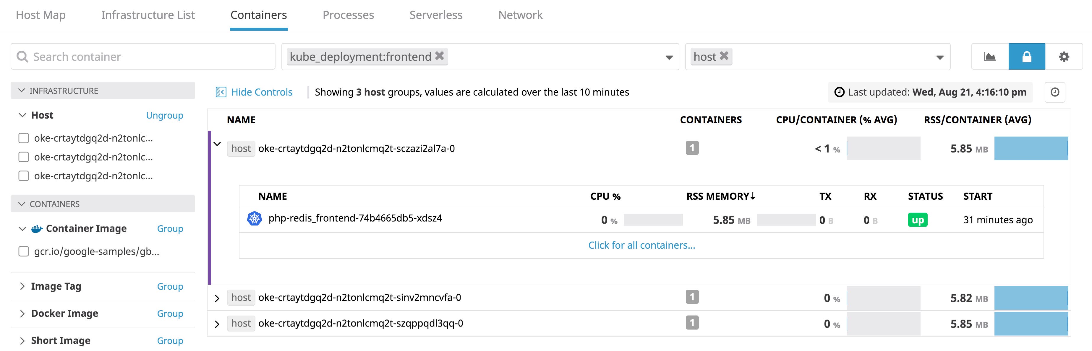 docker containers filtered by kubernetes deployment and grouped by host docker containers filtered by kubernetes deployment and grouped by host