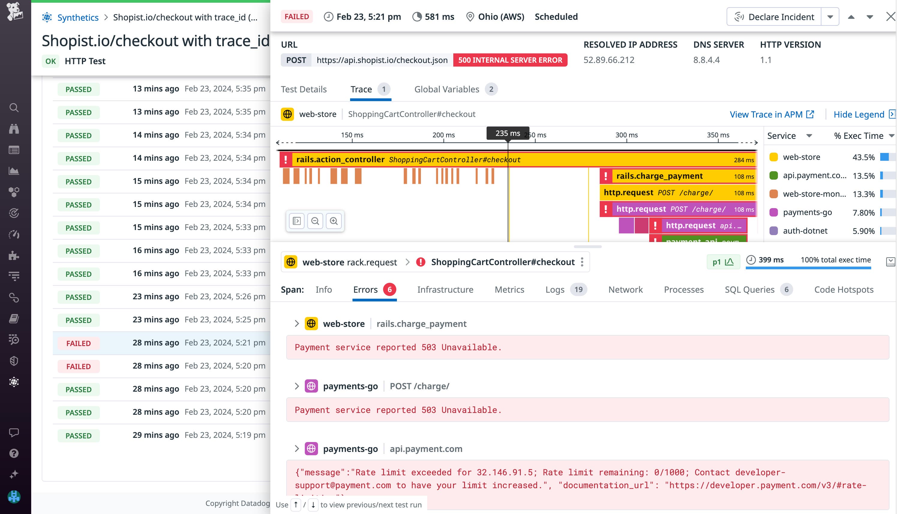Correlate spans from OTel-instrumented services in Datadog RUM, Synthetics, and more. Correlate spans from OTel-instrumented services in Datadog RUM, Synthetics, and more.