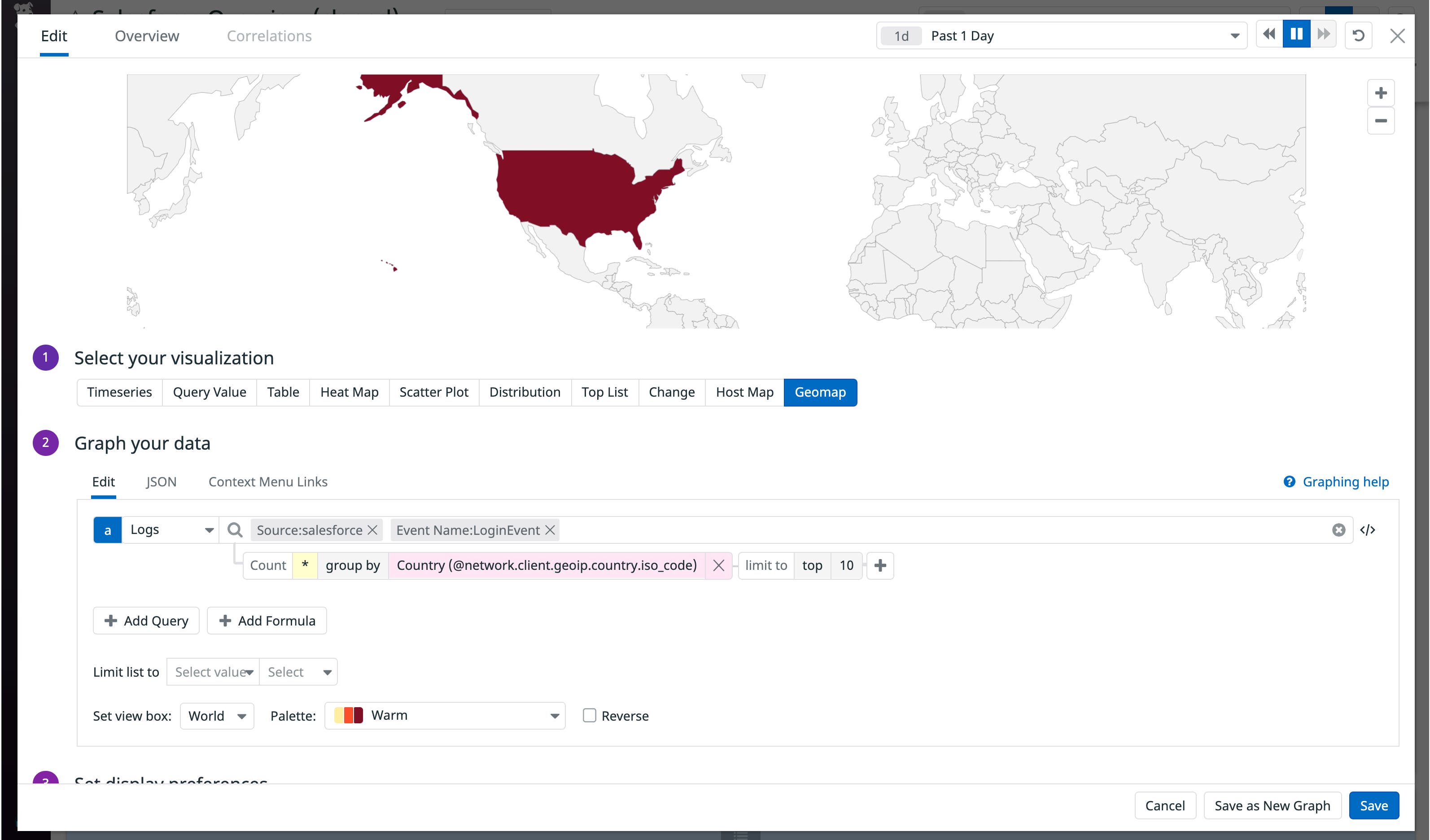 Visualize user logins by country using the geomap widget and grouping logs by country ISO code. Visualize user logins by country using the geomap widget and grouping logs by country ISO code.