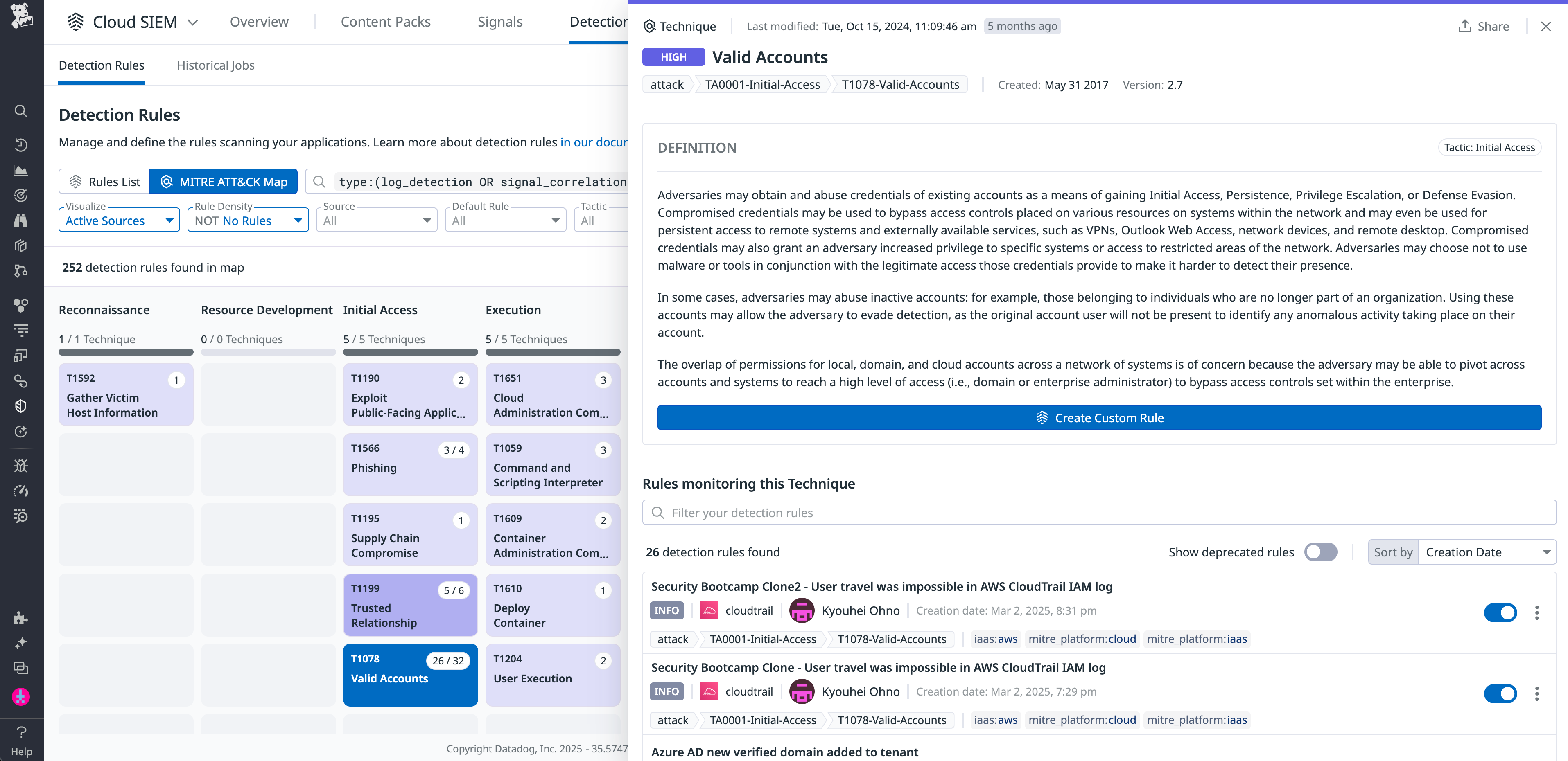 Visualize Cloud SIEM coverage with the Cloud SIEM ATT&CK Map