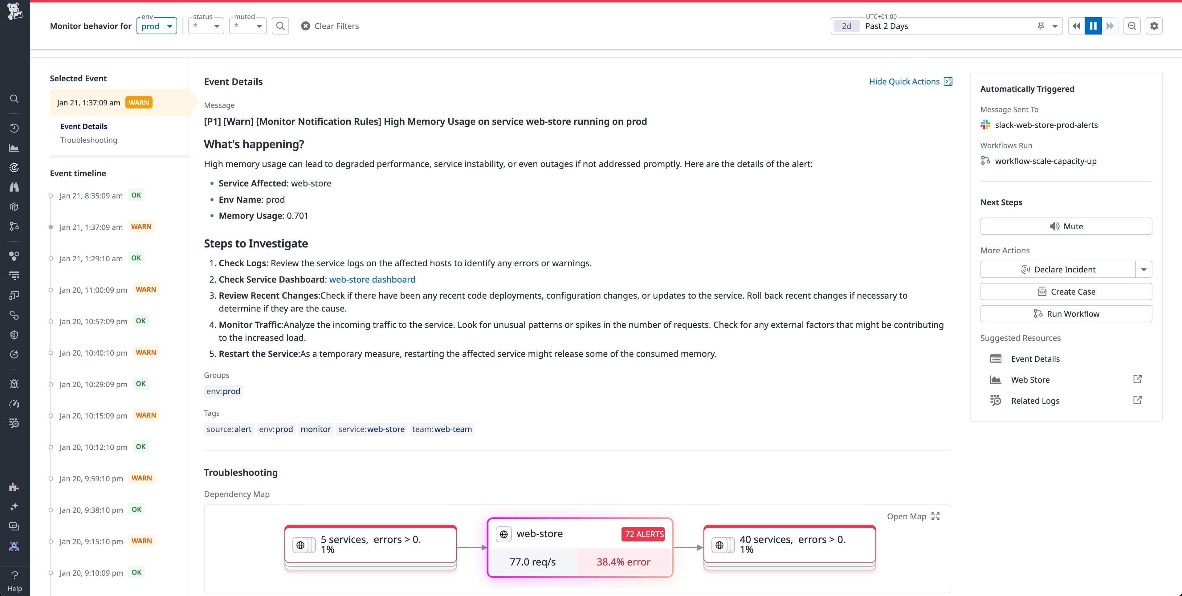Use the Event Details section of the Monitor Status page to provide runboook-style guidance for troubleshooting and more. Use the Event Details section of the Monitor Status page to provide runboook-style guidance for troubleshooting and more.