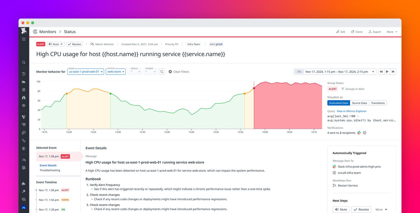 Quickly get detailed, actionable context for alerts with Datadog's new Monitor Status page Quickly get detailed, actionable context for alerts with Datadog's new Monitor Status page