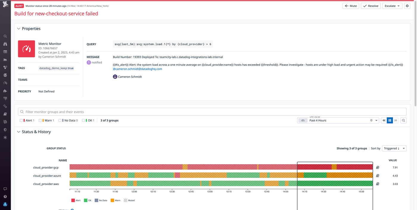 Click on an alert to view details Click on an alert to view details