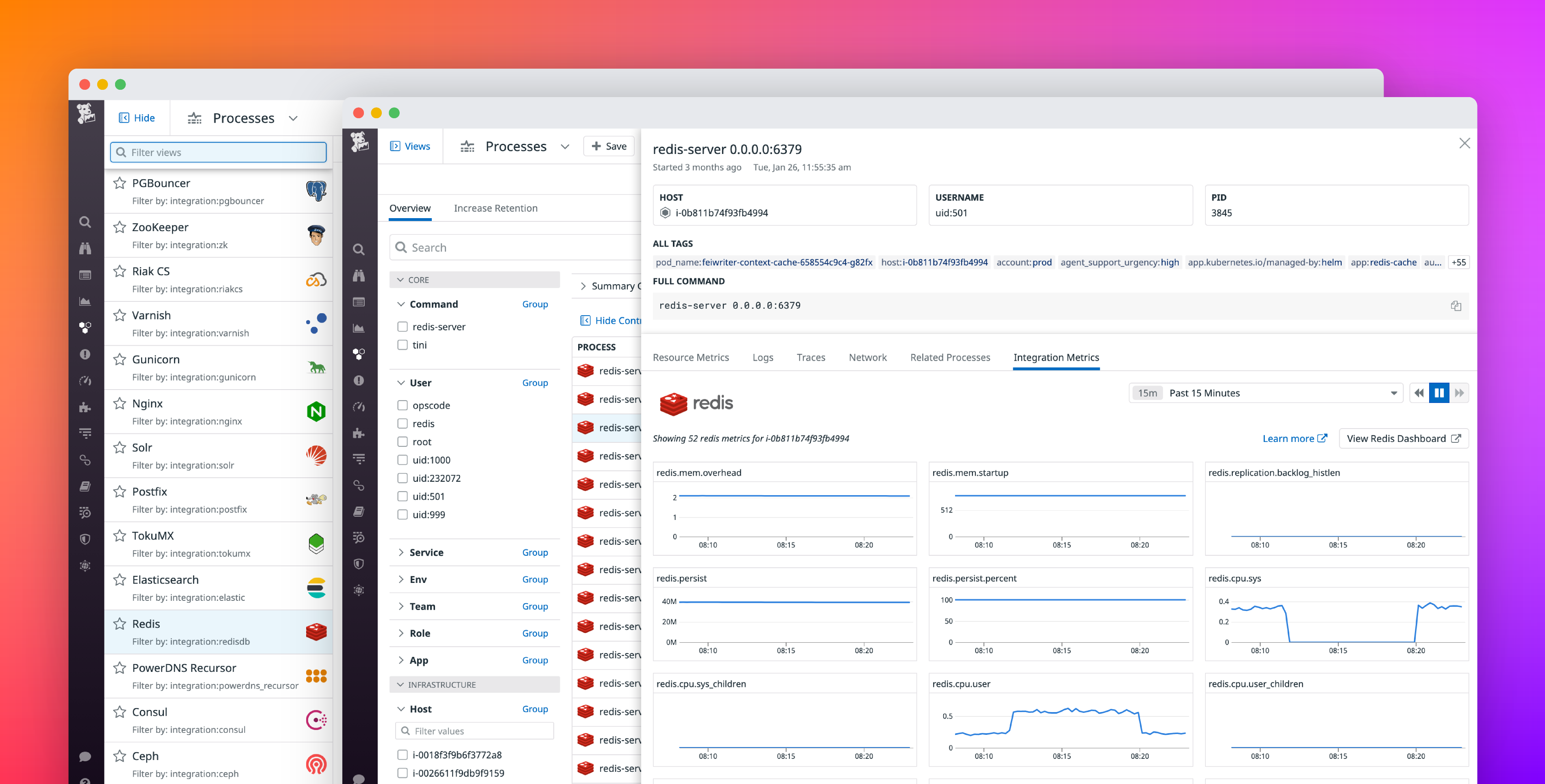 Correlate software performance and resource consumption with new saved views in Live Processes