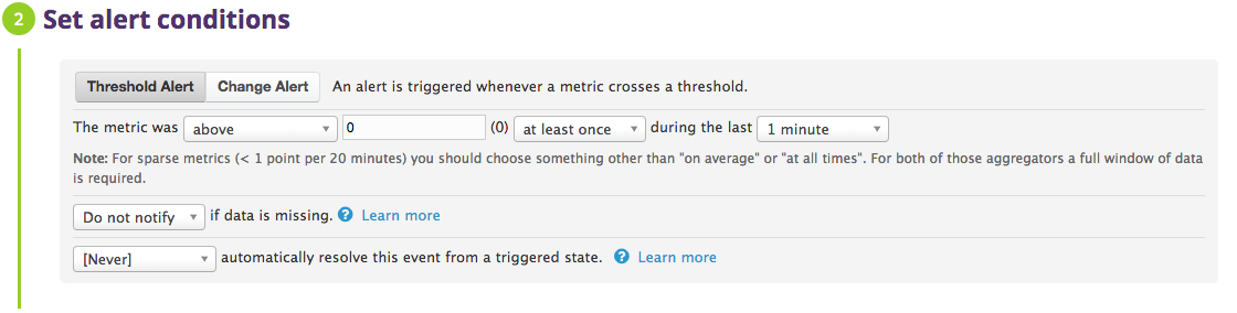 Set alert conditions