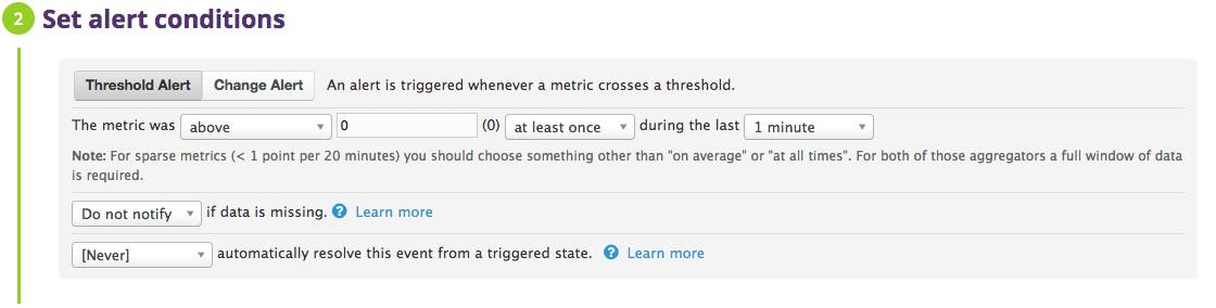 Set alert conditions Set alert conditions