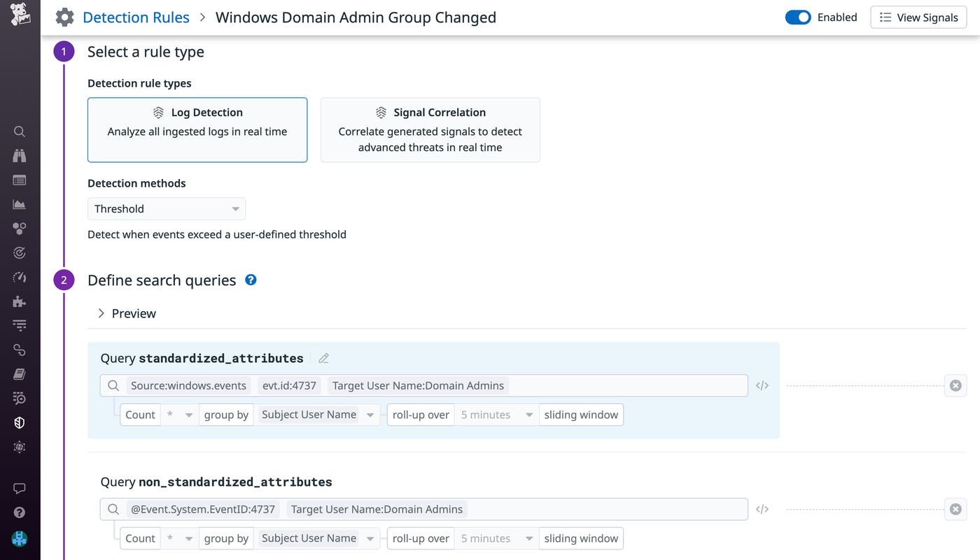 Detect changes to your security groups with Datadog's OOTB detection rules. Detect changes to your security groups with Datadog's OOTB detection rules.