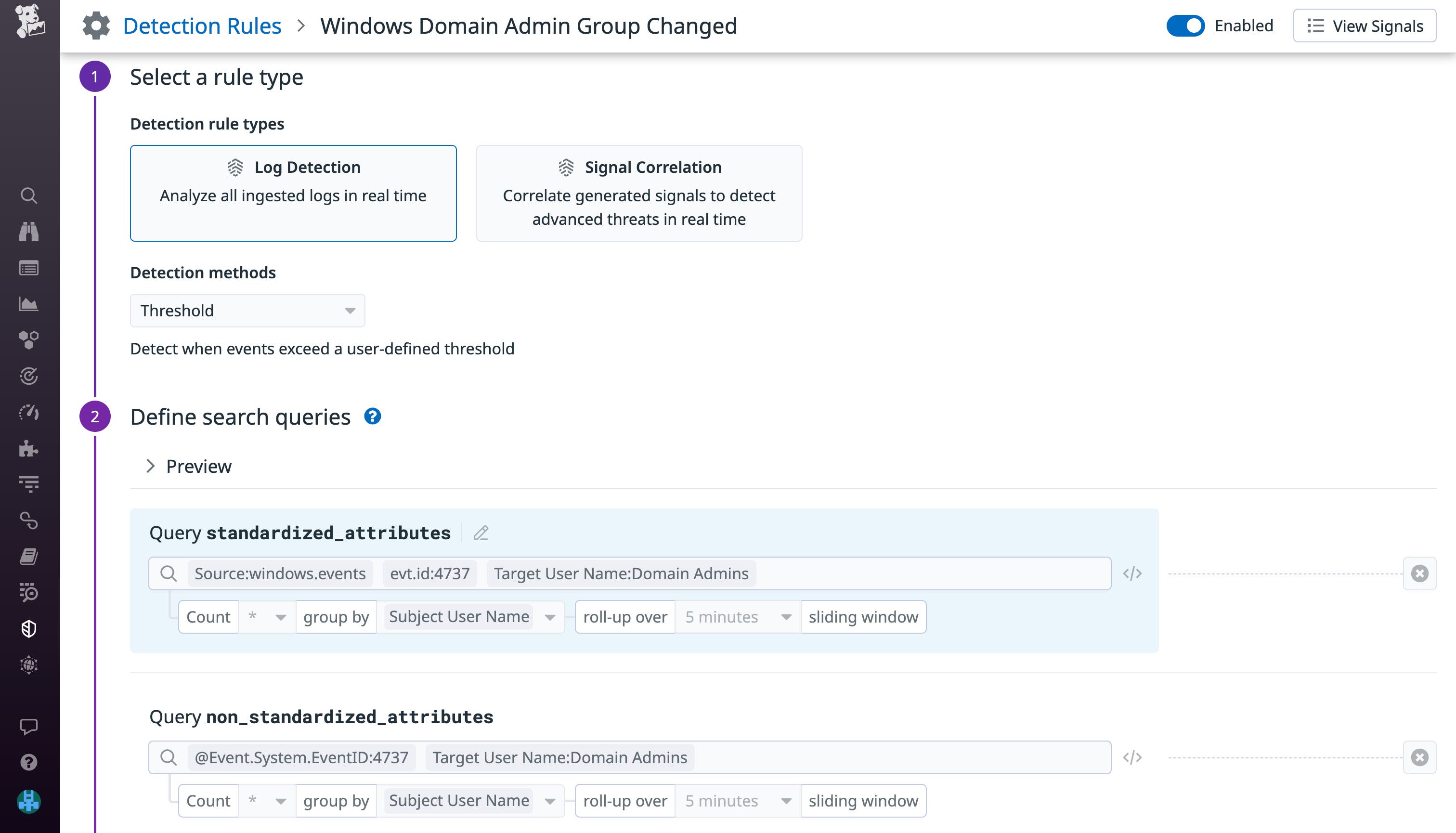 Detect changes to your security groups with Datadog's OOTB detection rules. Detect changes to your security groups with Datadog's OOTB detection rules.