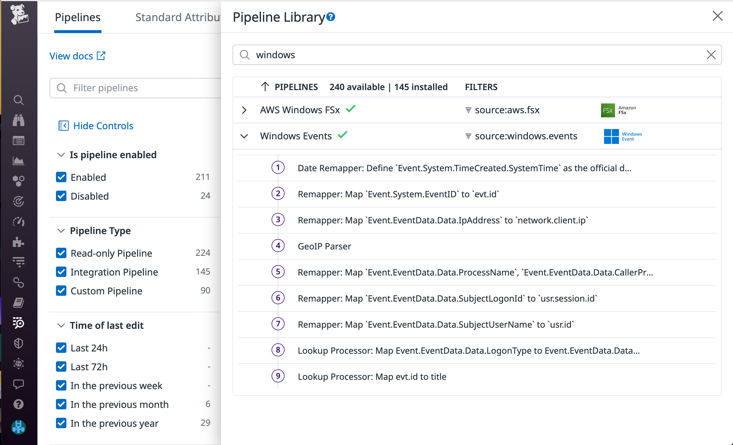 Ingest your Windows event logs into Datadog using our out-of-the-box log pipeline.