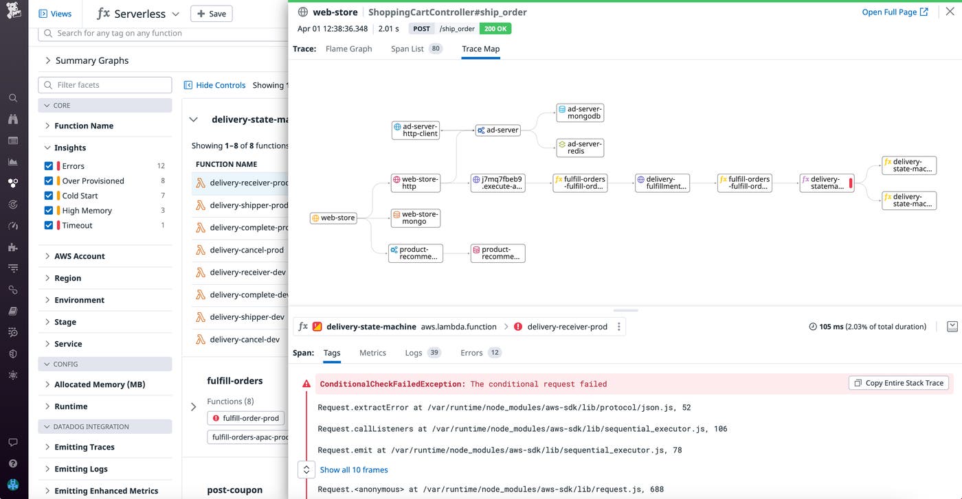 Follow the path of your request using the APM trace map. Follow the path of your request using the APM trace map.