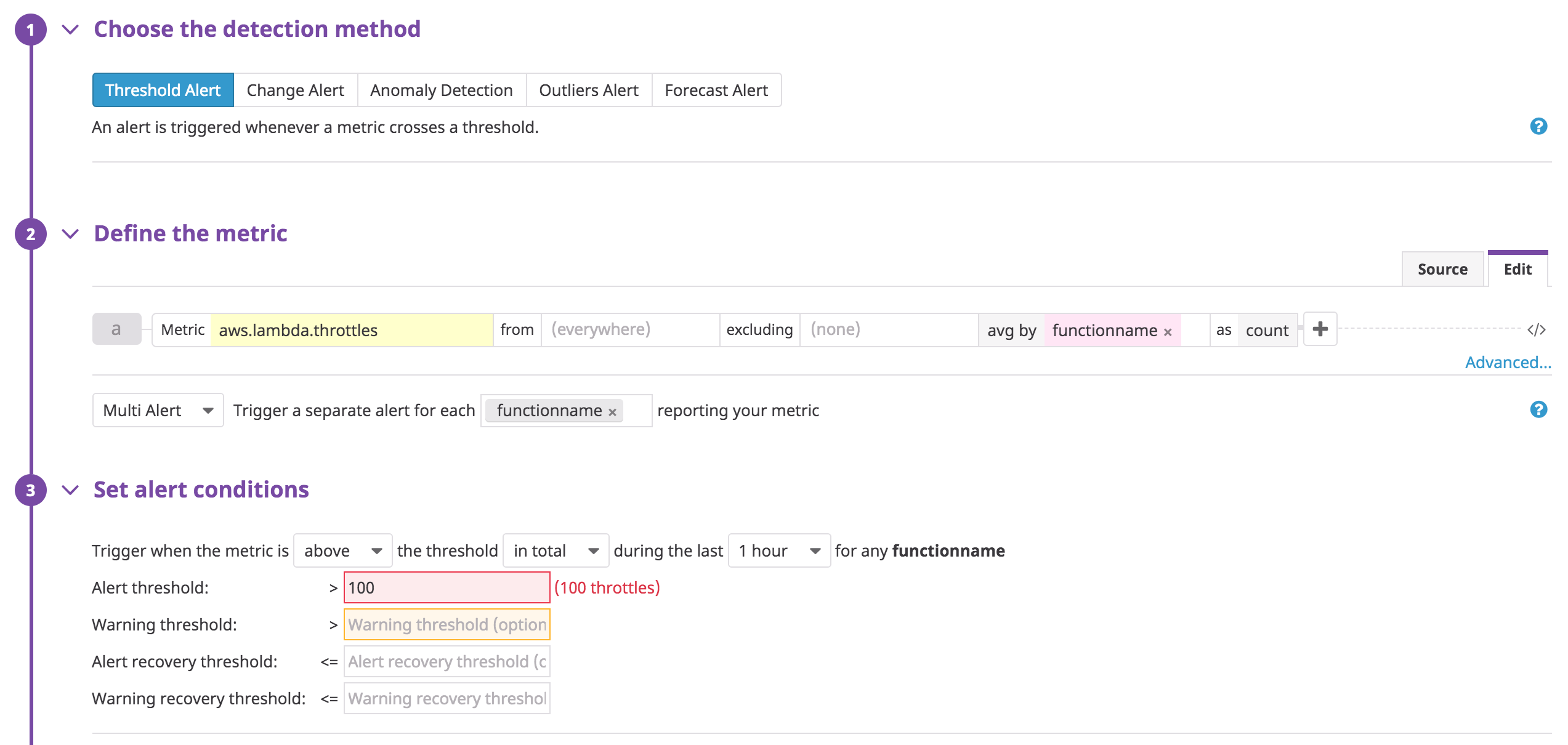 Create alerts on key AWS Lambda metrics