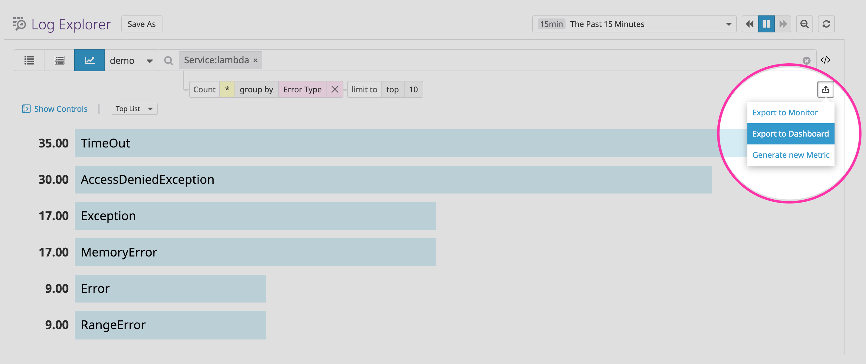 Visualize your logs with Log Analytics and export to a dashboard