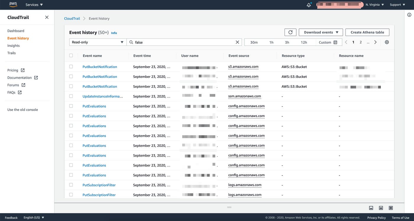 CloudTrail イベント履歴ウィンドウには、過去 90 日間にアカウント内で発生したすべてのイベントが表示されます。 CloudTrail イベント履歴ウィンドウには、過去 90 日間にアカウント内で発生したすべてのイベントが表示されます。