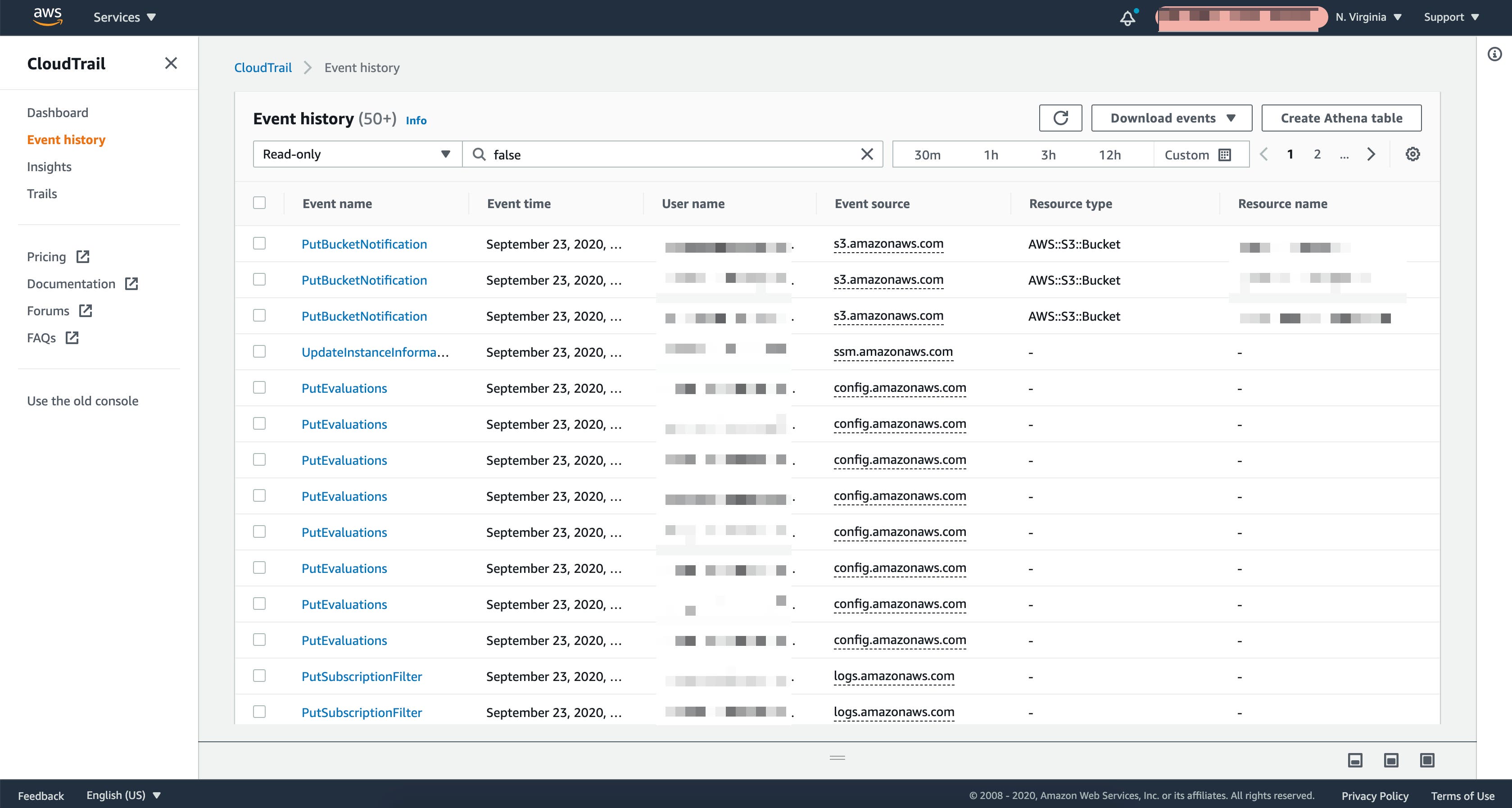 The CloudTrail event history window displays all of the events that occurred within your account over the last 90 days. The CloudTrail event history window displays all of the events that occurred within your account over the last 90 days.