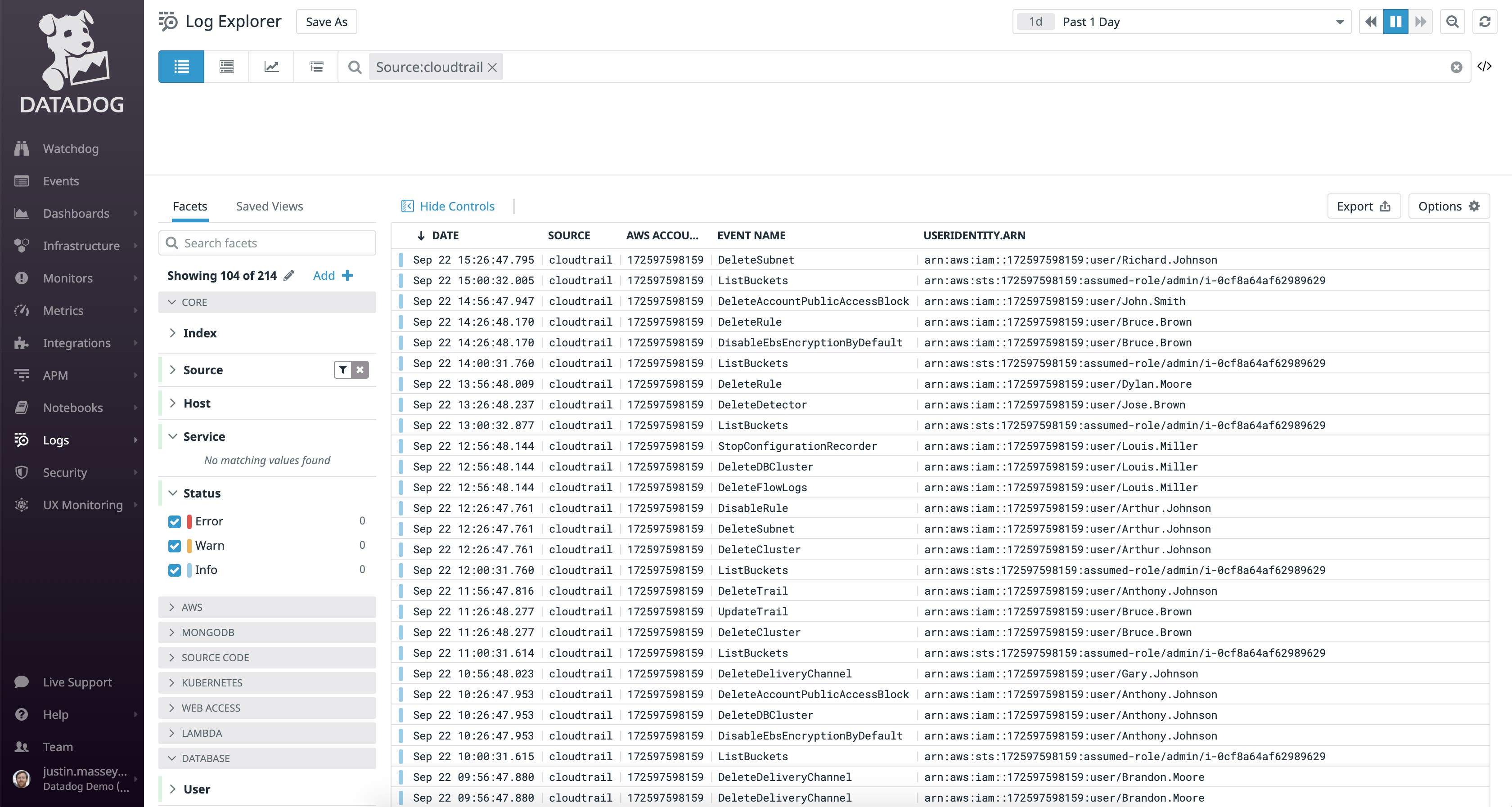 You can use the Datadog Log Explorer to manage, sort, and gain insights from your CloudTrail logs. You can use the Datadog Log Explorer to manage, sort, and gain insights from your CloudTrail logs.