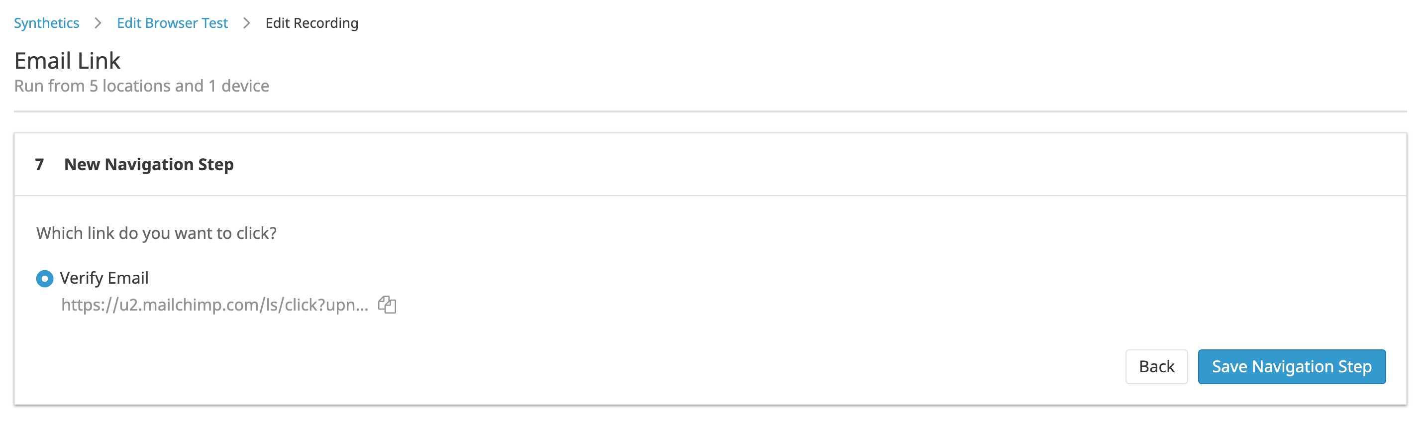 Select the link you want to test.