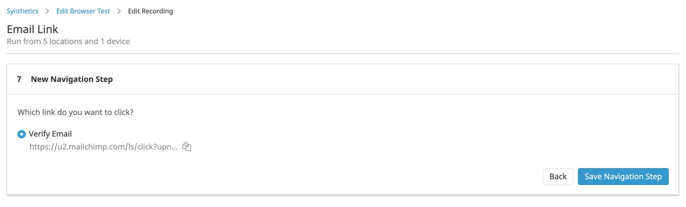 Select the link you want to test. Select the link you want to test.