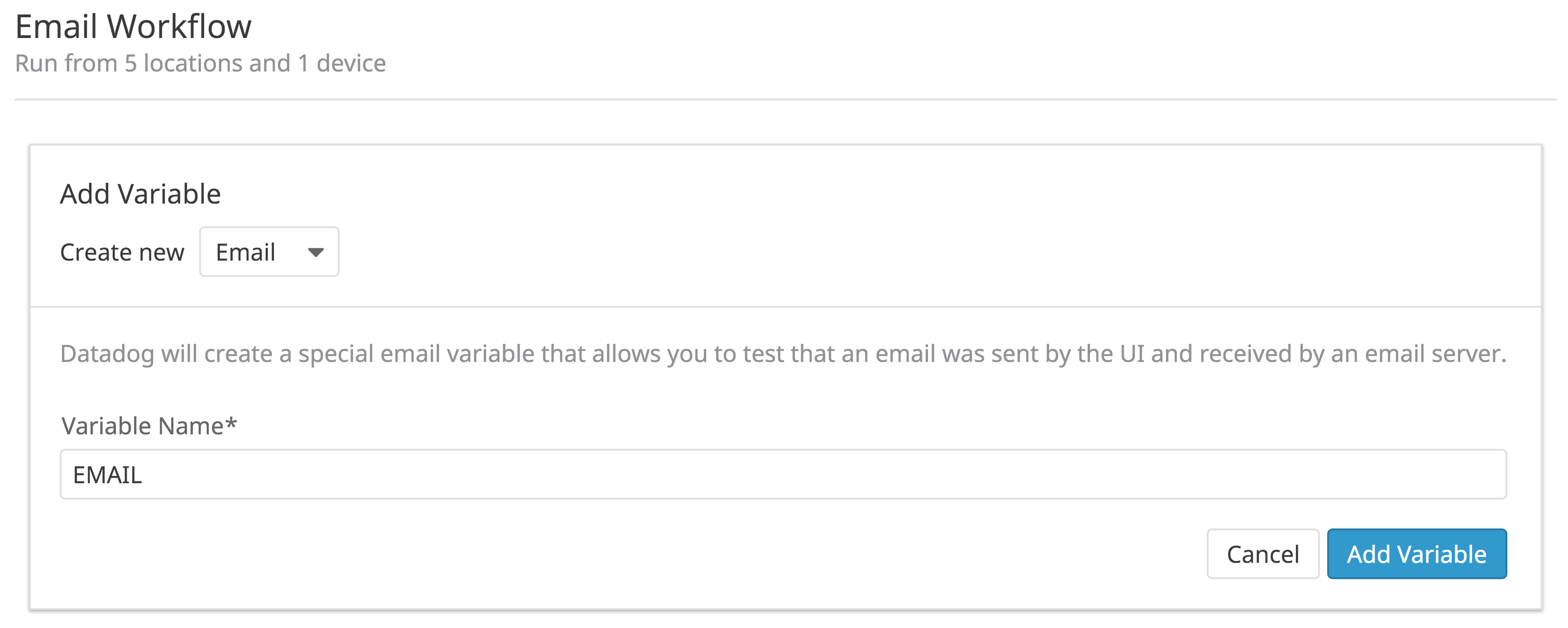 Add a new email variable