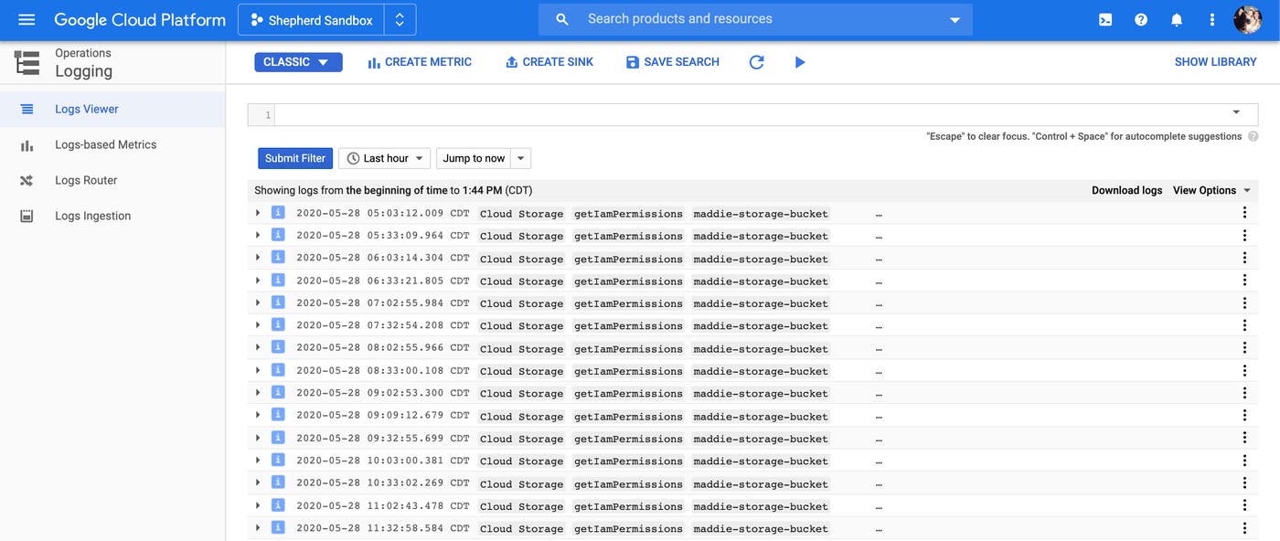 View your GCP audit logs in the Cloud Console Logs Viewer View your GCP audit logs in the Cloud Console Logs Viewer