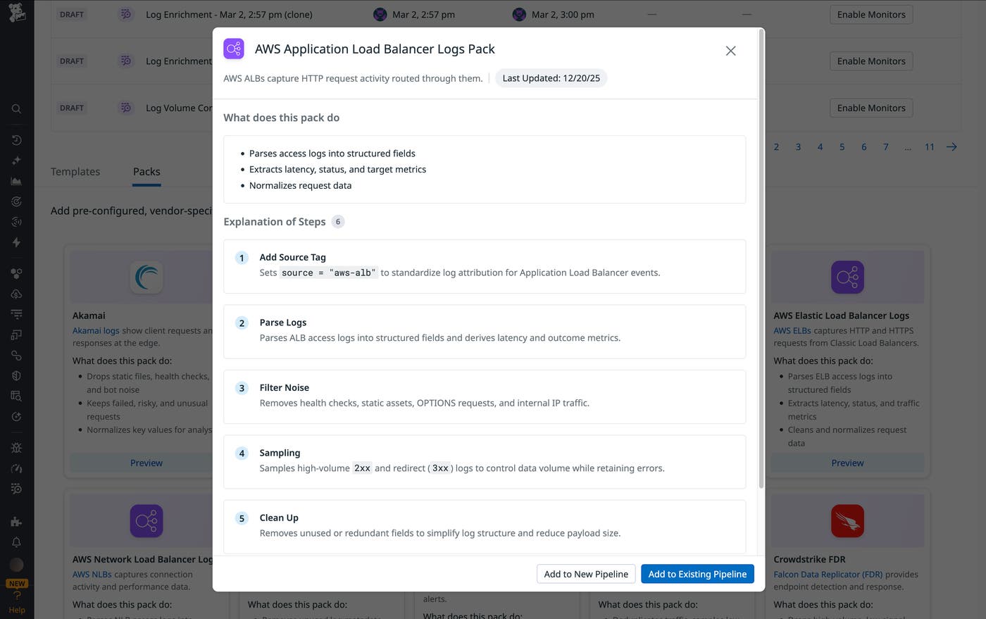 The AWS ALB Pack in Datadog Observability Pipelines The AWS ALB Pack in Datadog Observability Pipelines