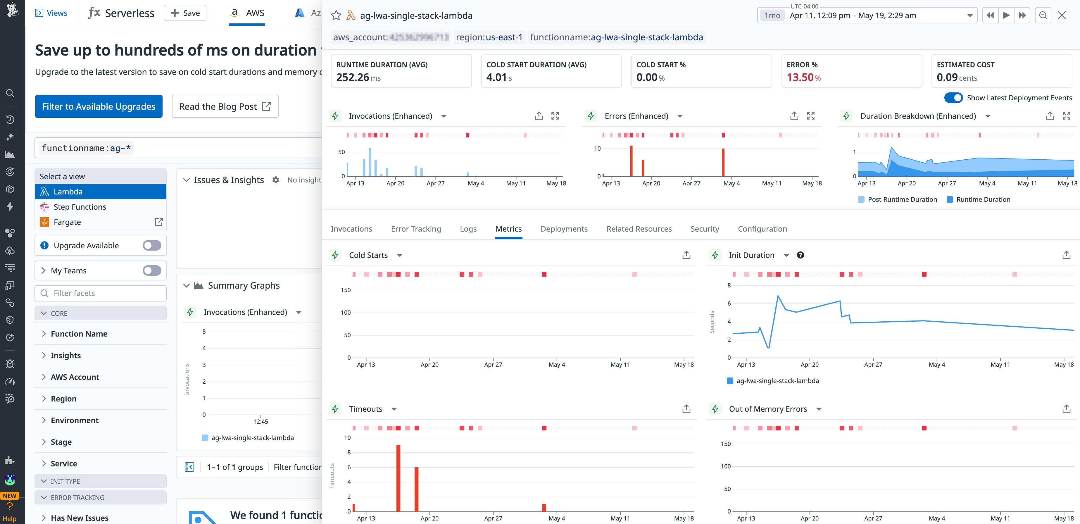 Datadog provides full visibility into the performance and health of your Lambda-hosted web applications. Datadog provides full visibility into the performance and health of your Lambda-hosted web applications.