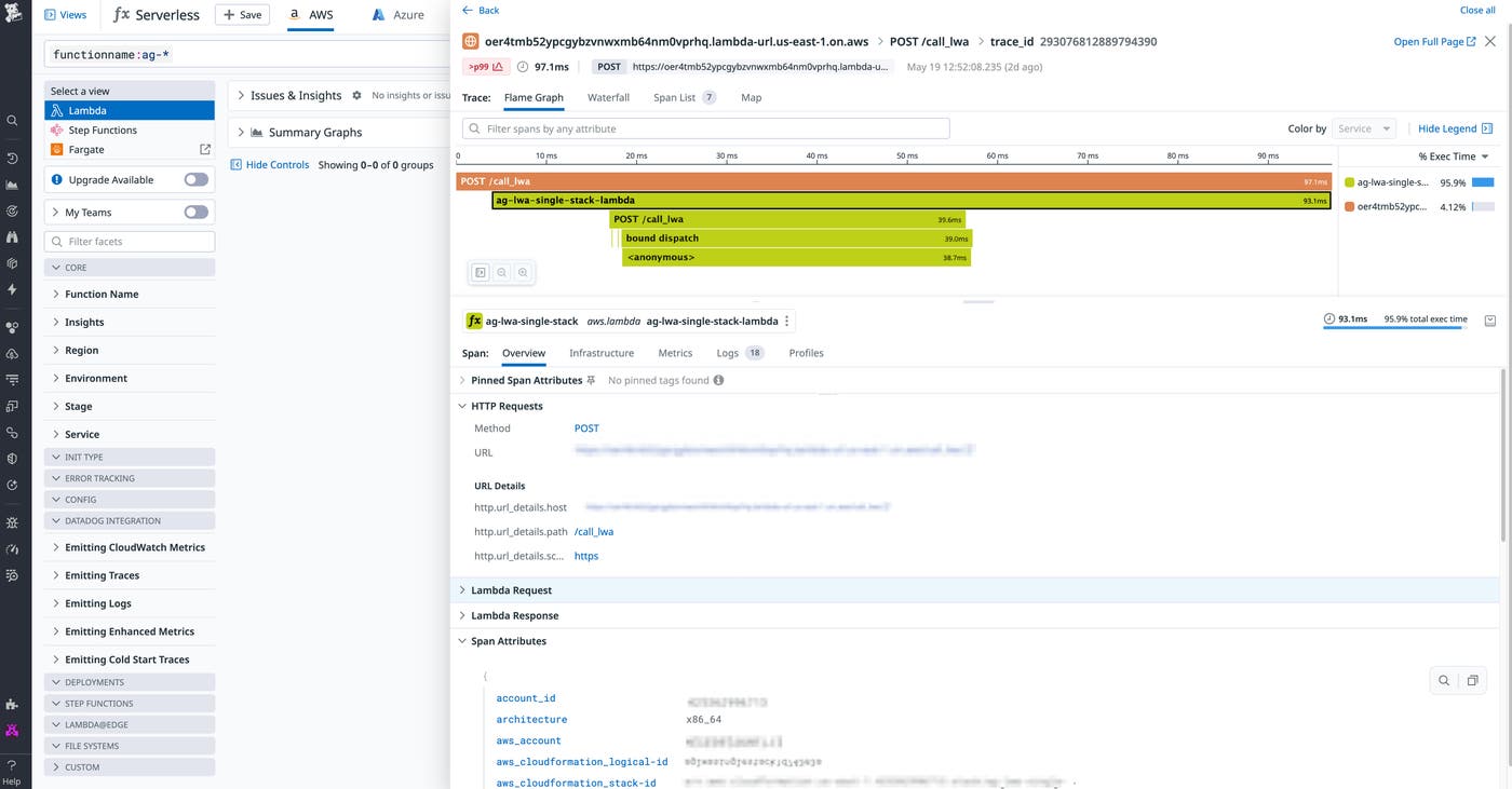The Datadog Serverless view makes it easy to detect any issues occuring within your Lambda-hosted web applications. The Datadog Serverless view makes it easy to detect any issues occuring within your Lambda-hosted web applications.