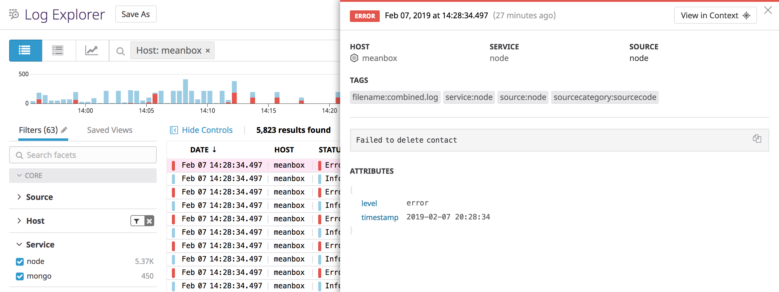Explore your Mean stack application logs in the Log Explorer