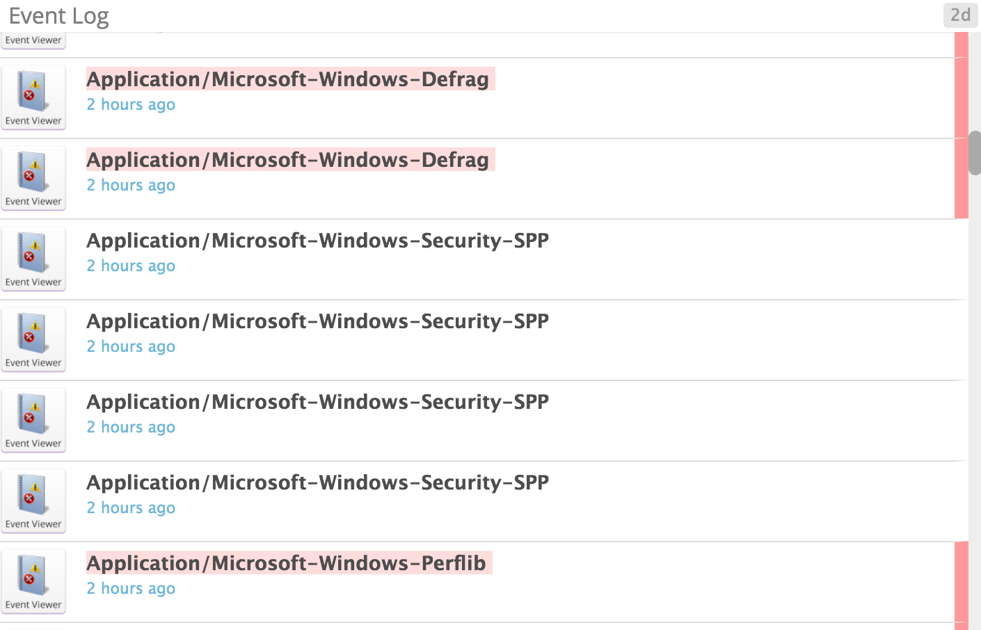 Windows Server 2012 monitoring - Event log snip