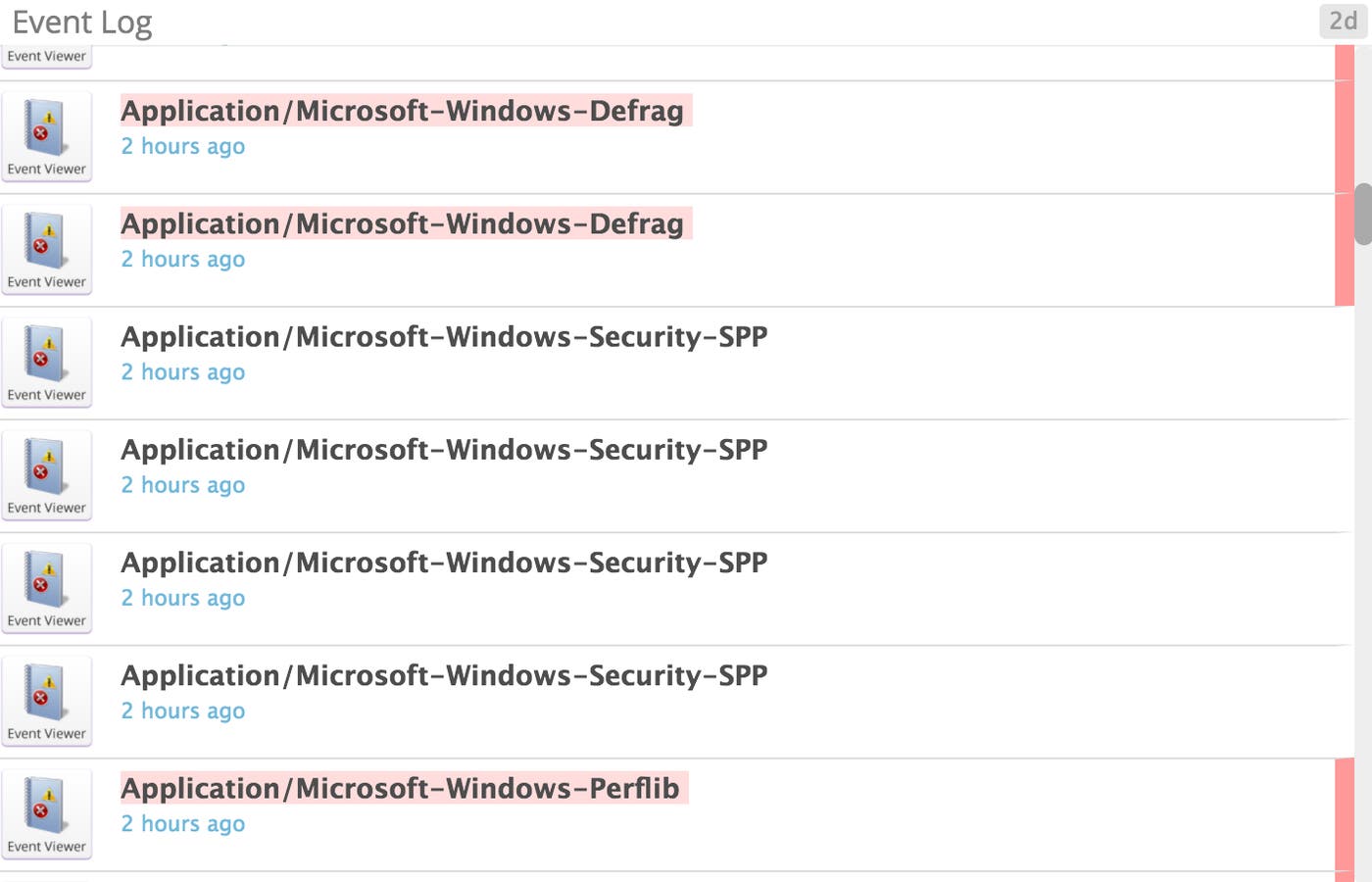 Windows Server 2012 monitoring - Event log snip Windows Server 2012 monitoring - Event log snip