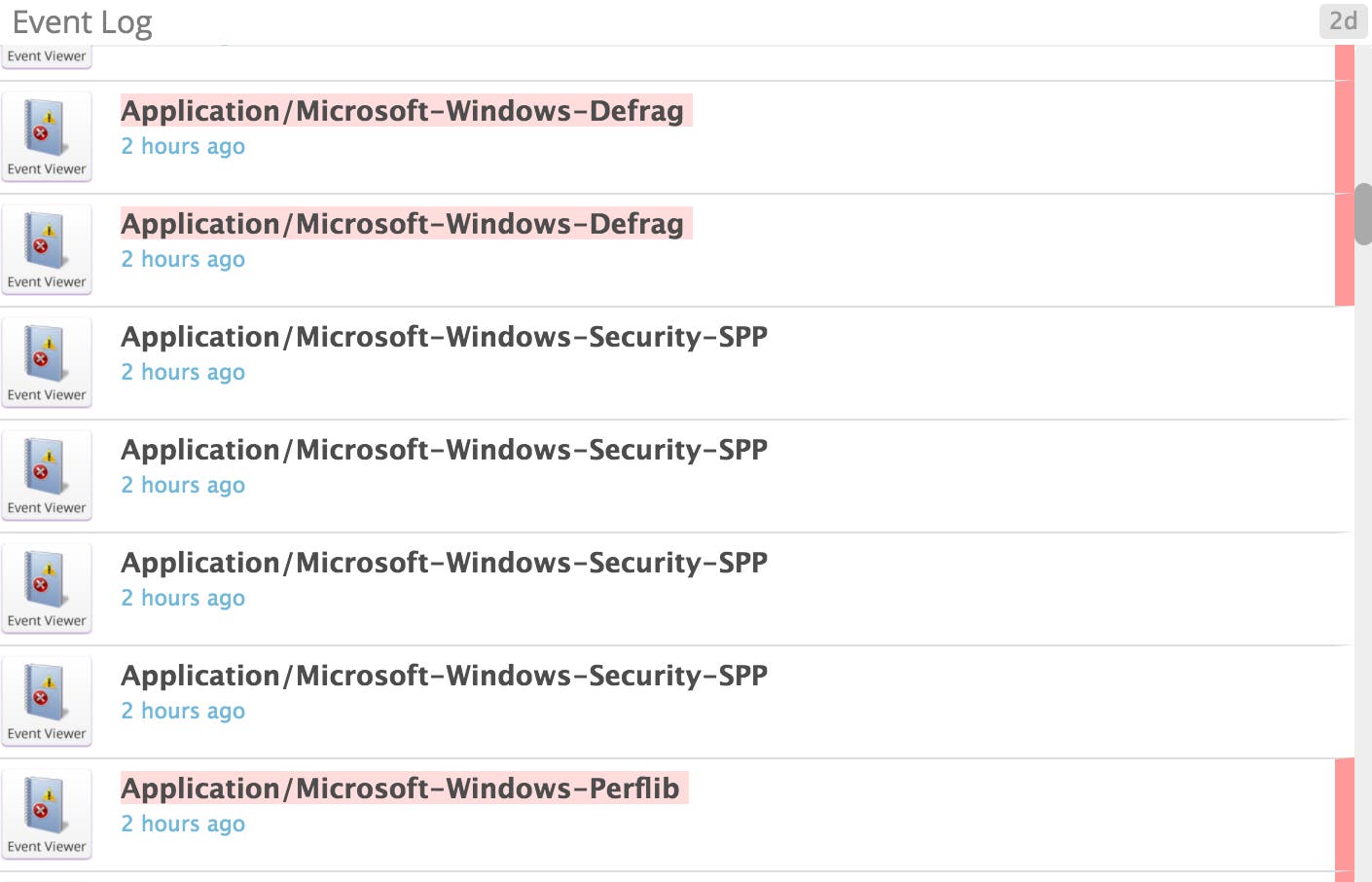 Windows Server 2012 monitoring - Event log snip Windows Server 2012 monitoring - Event log snip