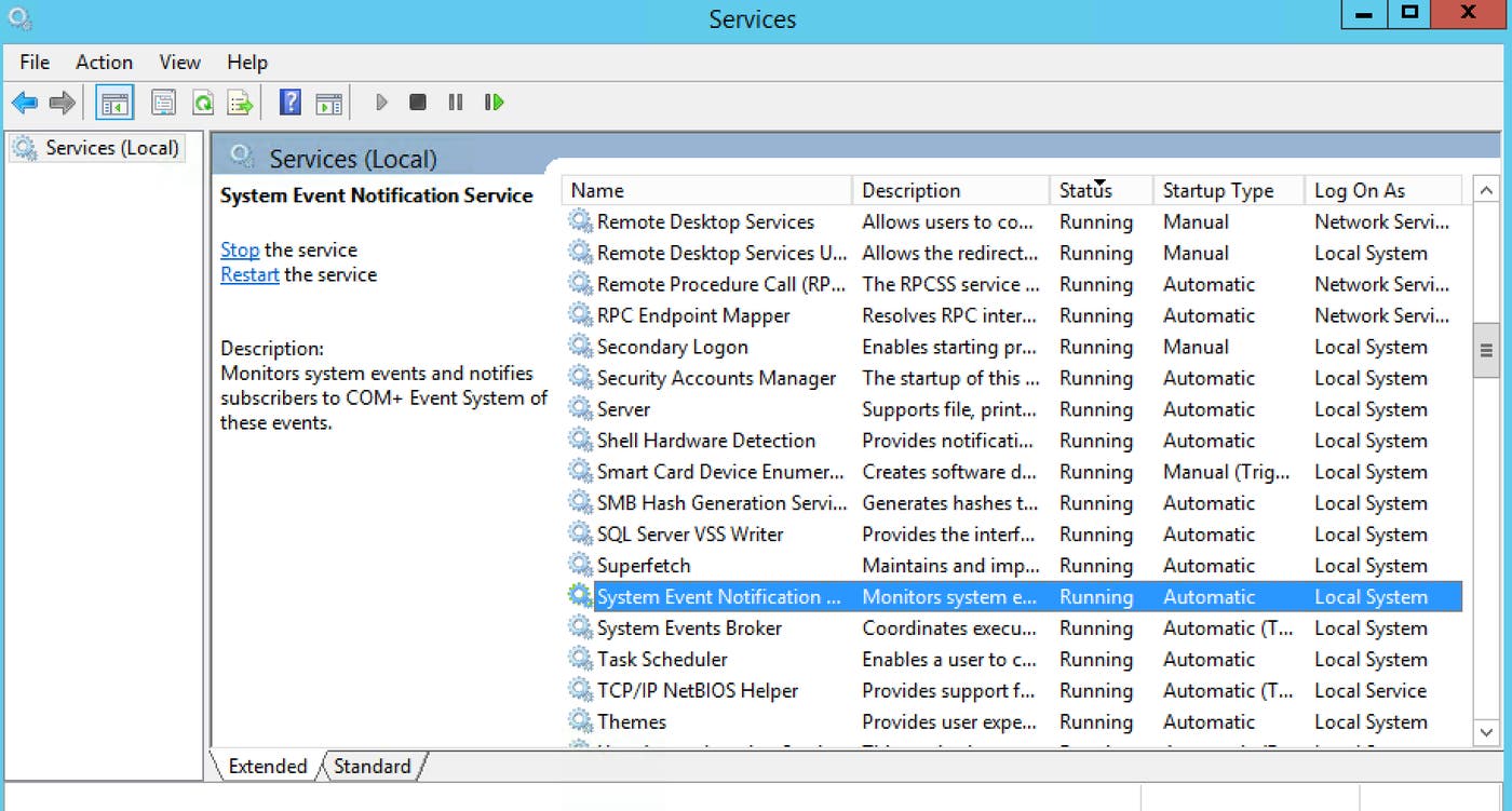Windows Server 2012 monitoring -Services Snap-in Windows Server 2012 monitoring -Services Snap-in