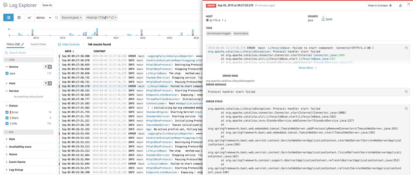 Multi-line logs collected as single events. Multi-line logs collected as single events.