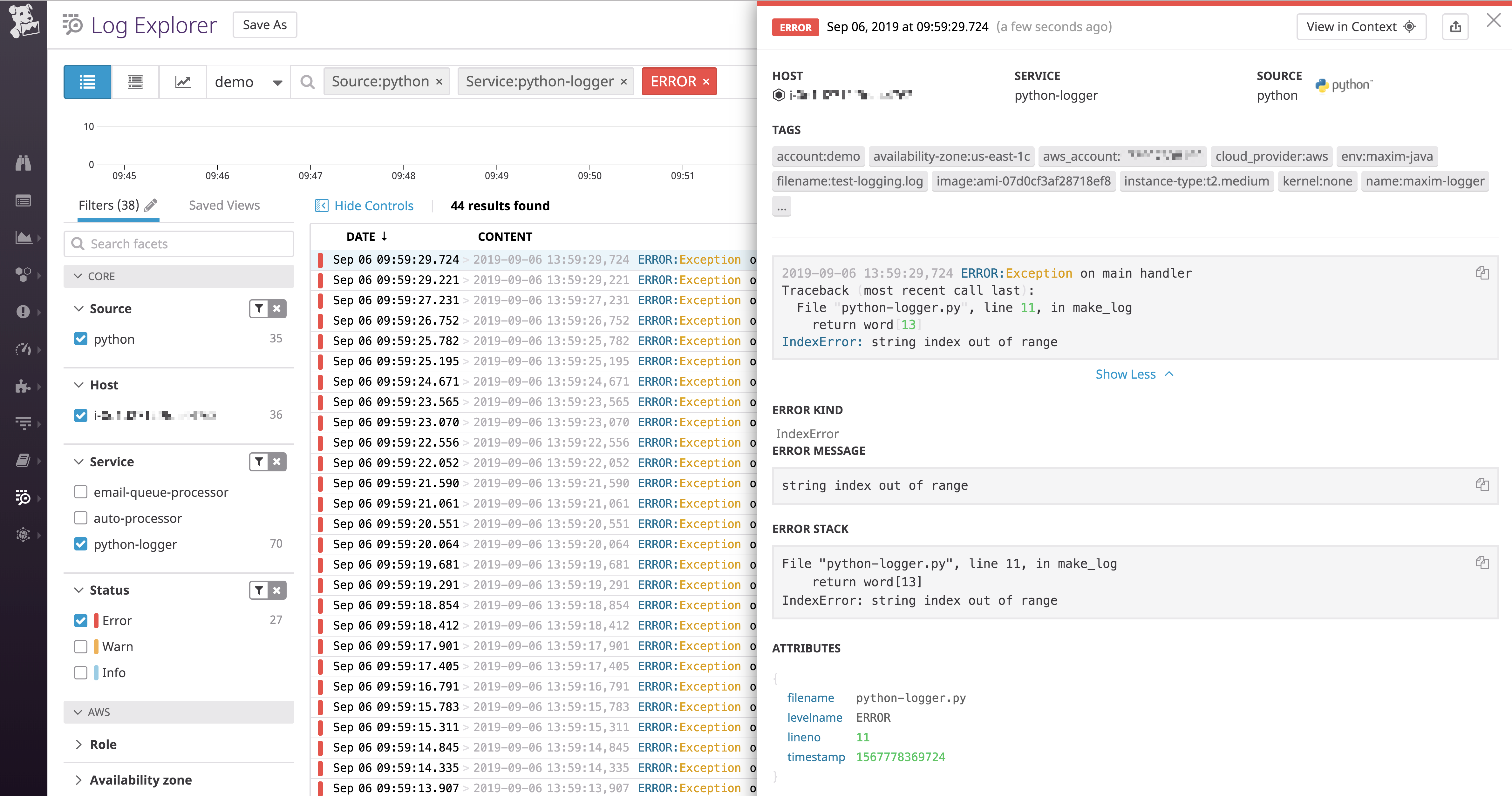 Datadog can process your multi-line logs to get more information from them.