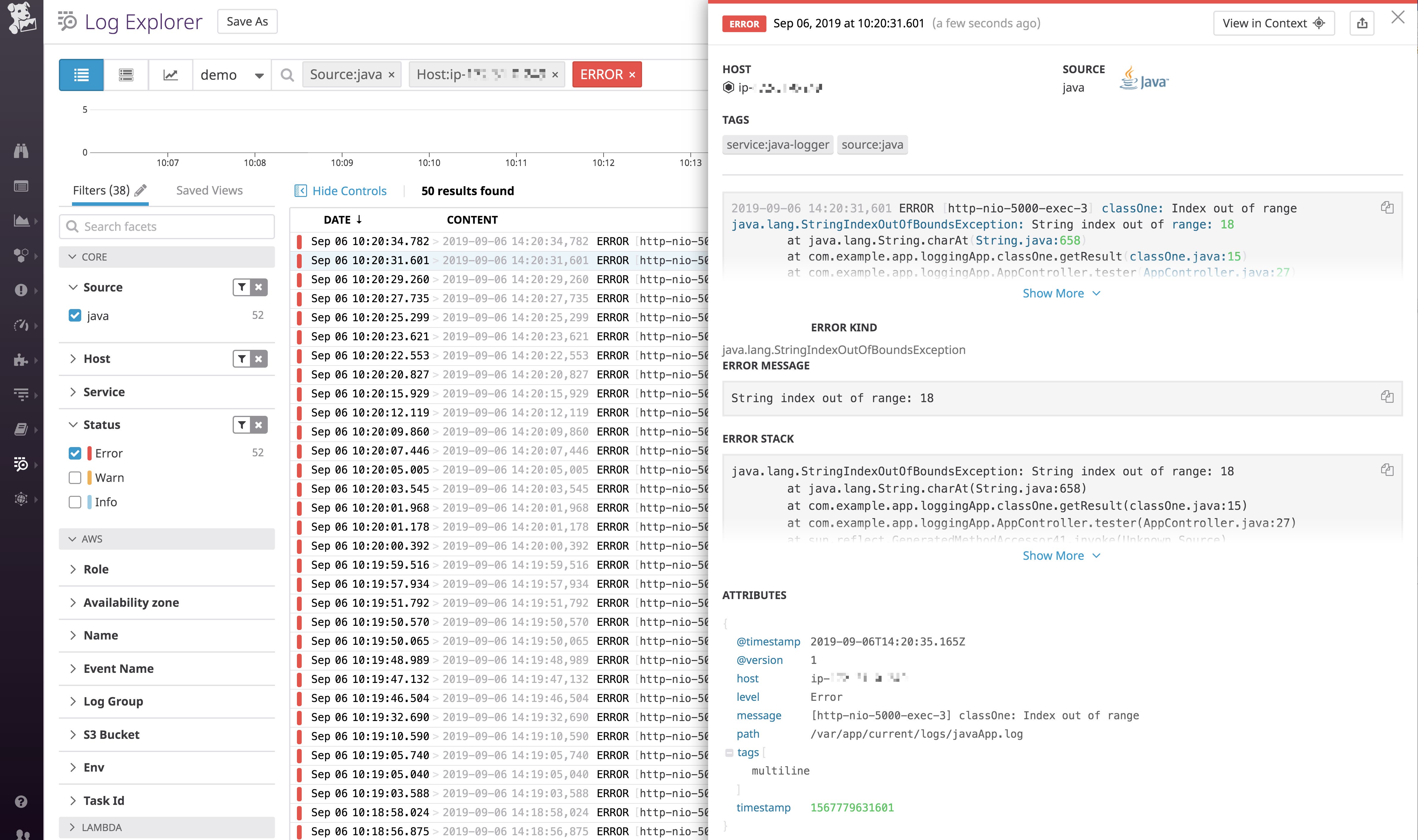 Logstash collects a traceback as a single event. Logstash collects a traceback as a single event.