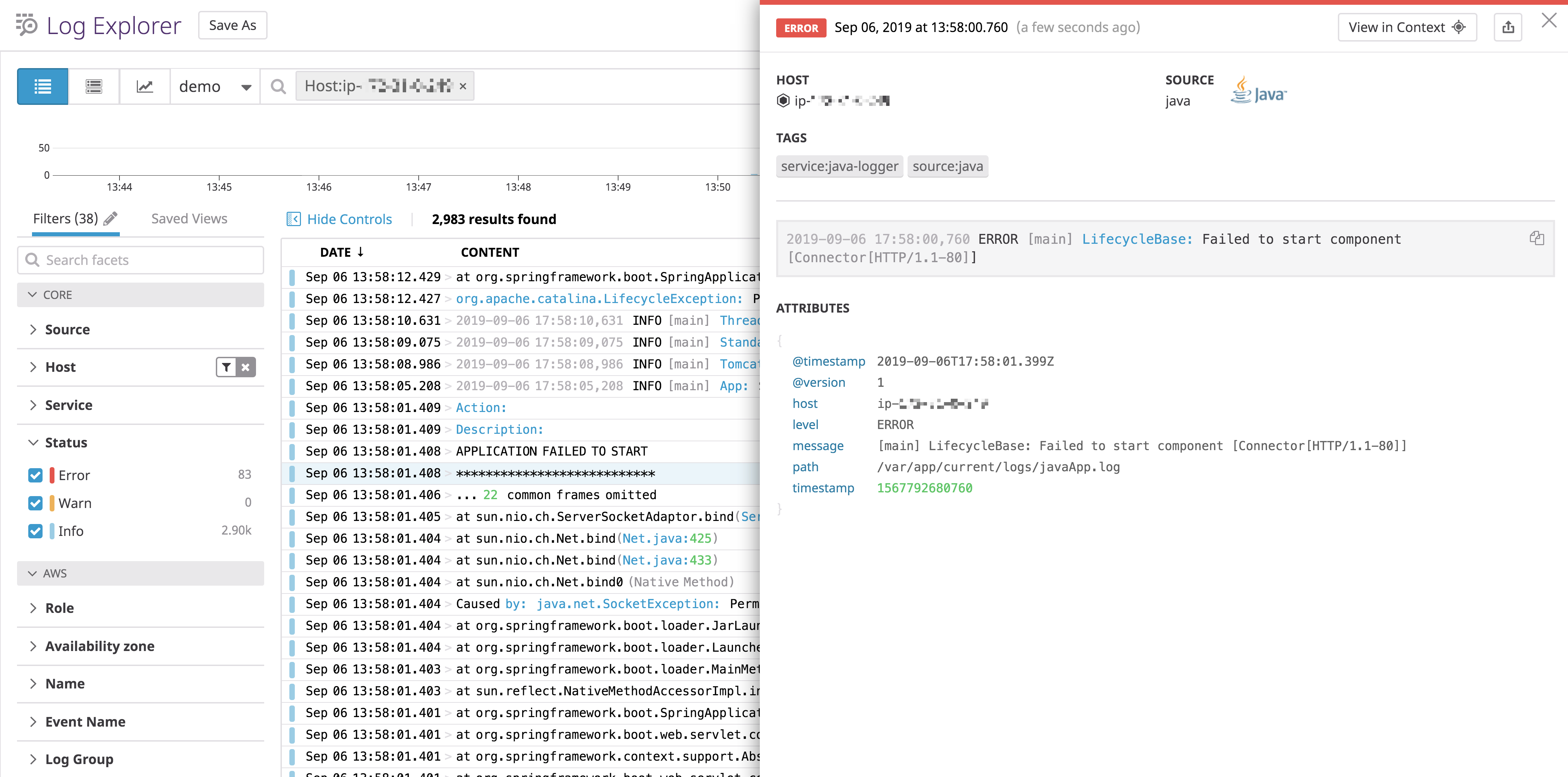 Multi-line logs collected as separate log lines.
