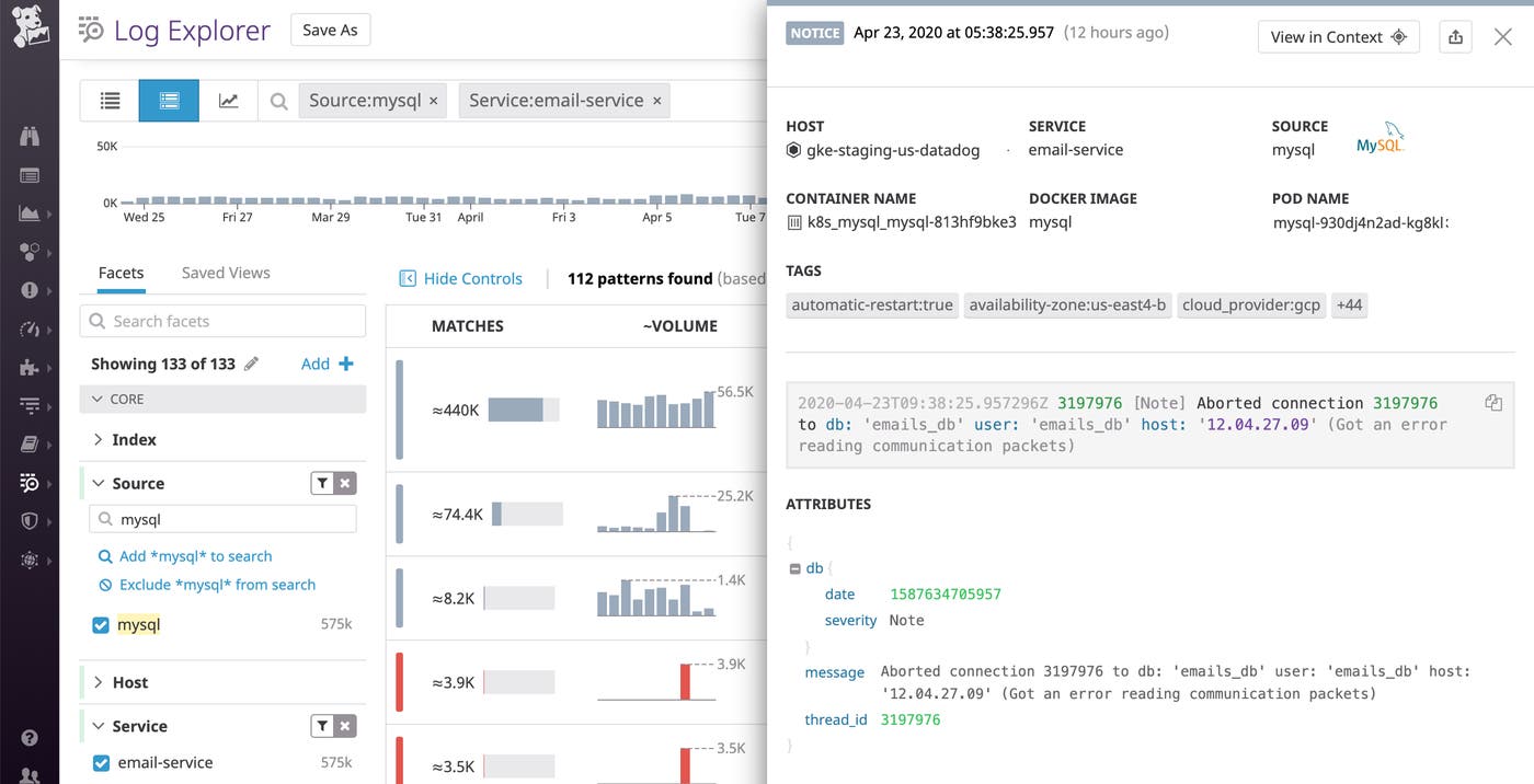 This log shows that a connection to the database was aborted because there was an error reading communication packets. This log shows that a connection to the database was aborted because there was an error reading communication packets.