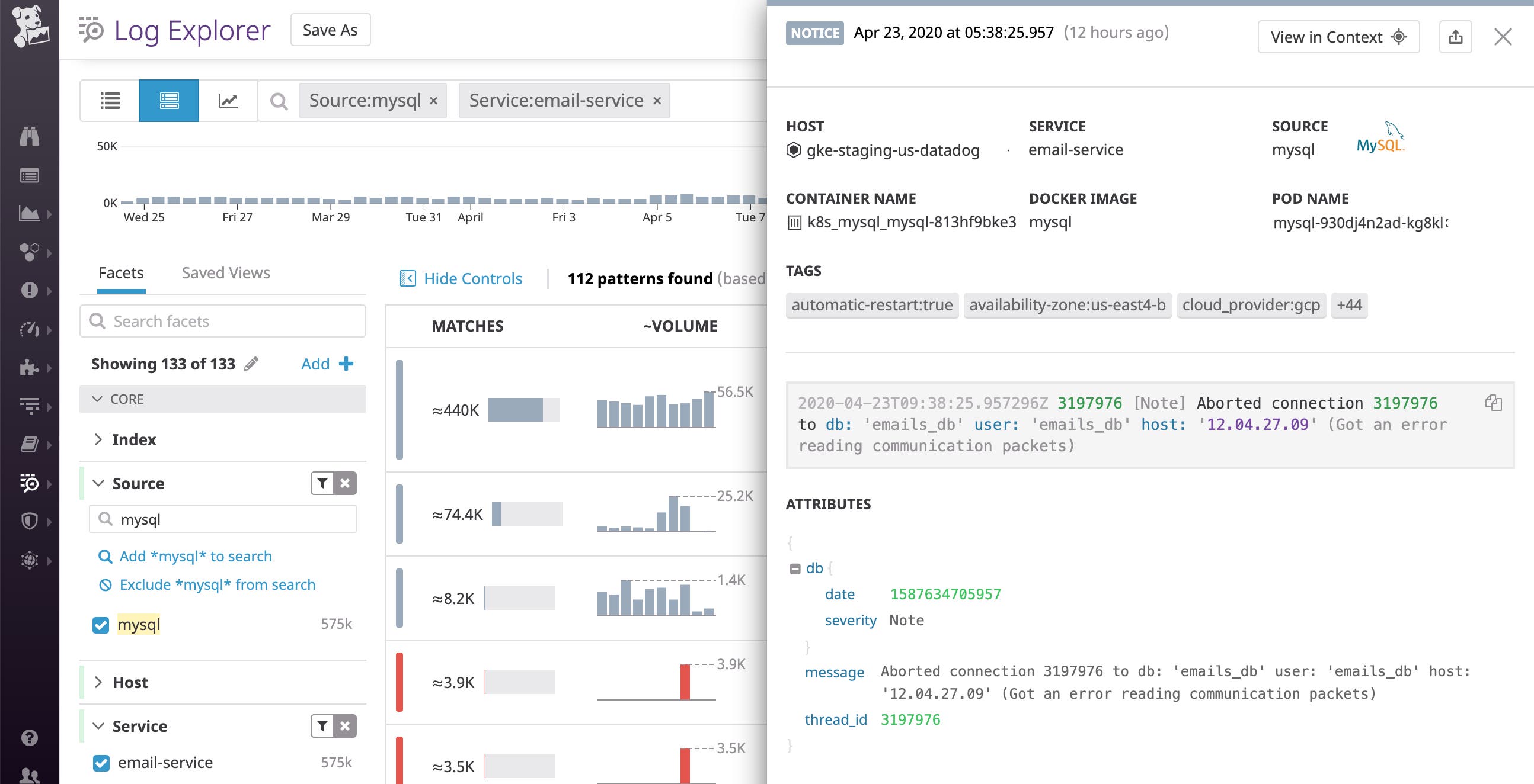 This log shows that a connection to the database was aborted because there was an error reading communication packets. This log shows that a connection to the database was aborted because there was an error reading communication packets.