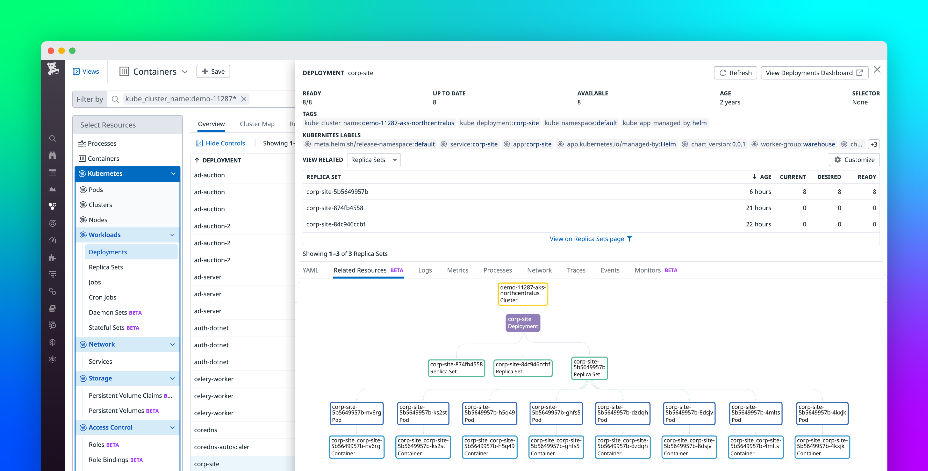 Visualize relationships between your Kubernetes resources with Datadog Live Containers