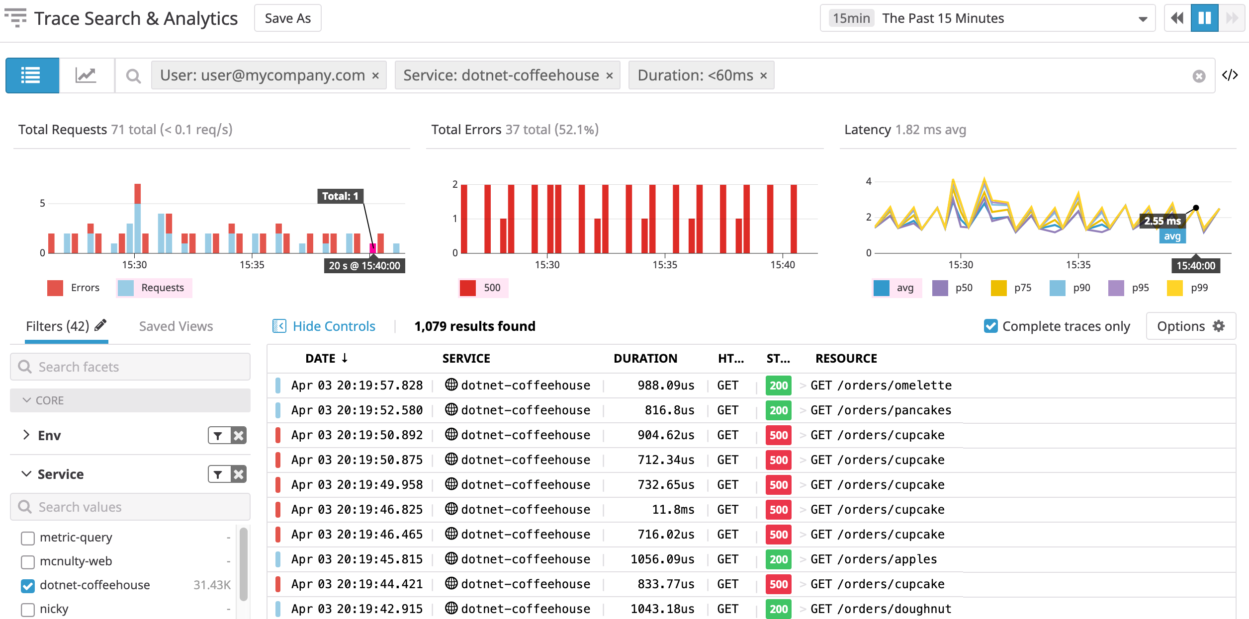 Pinpointing errors in .NET apps with Datadog App Analytics