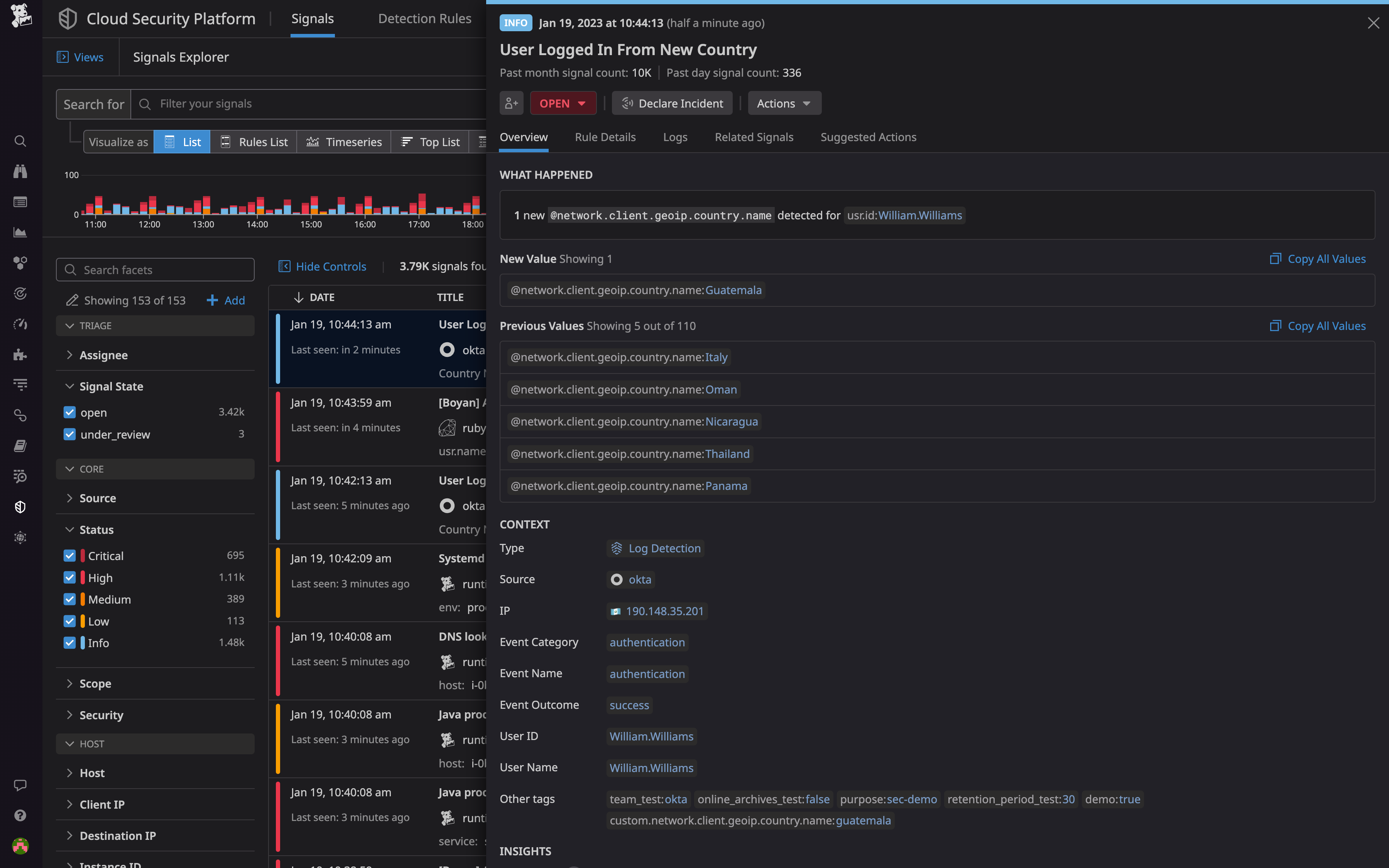 New value-based detection rules can help you detect unusual user behavior, like a user signing in from a new geographic location.