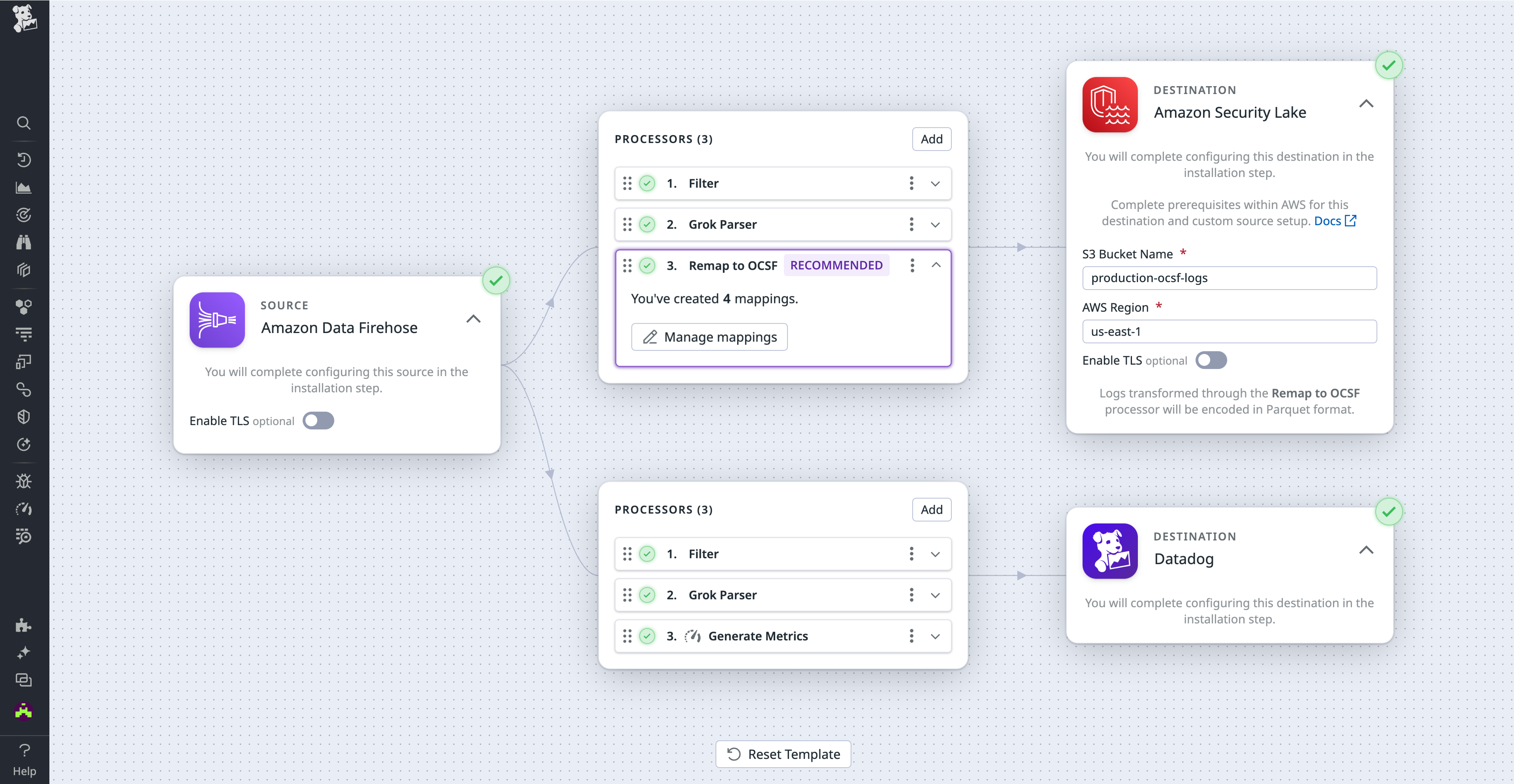 Observability Pipeline with Amazon Security Lake destination