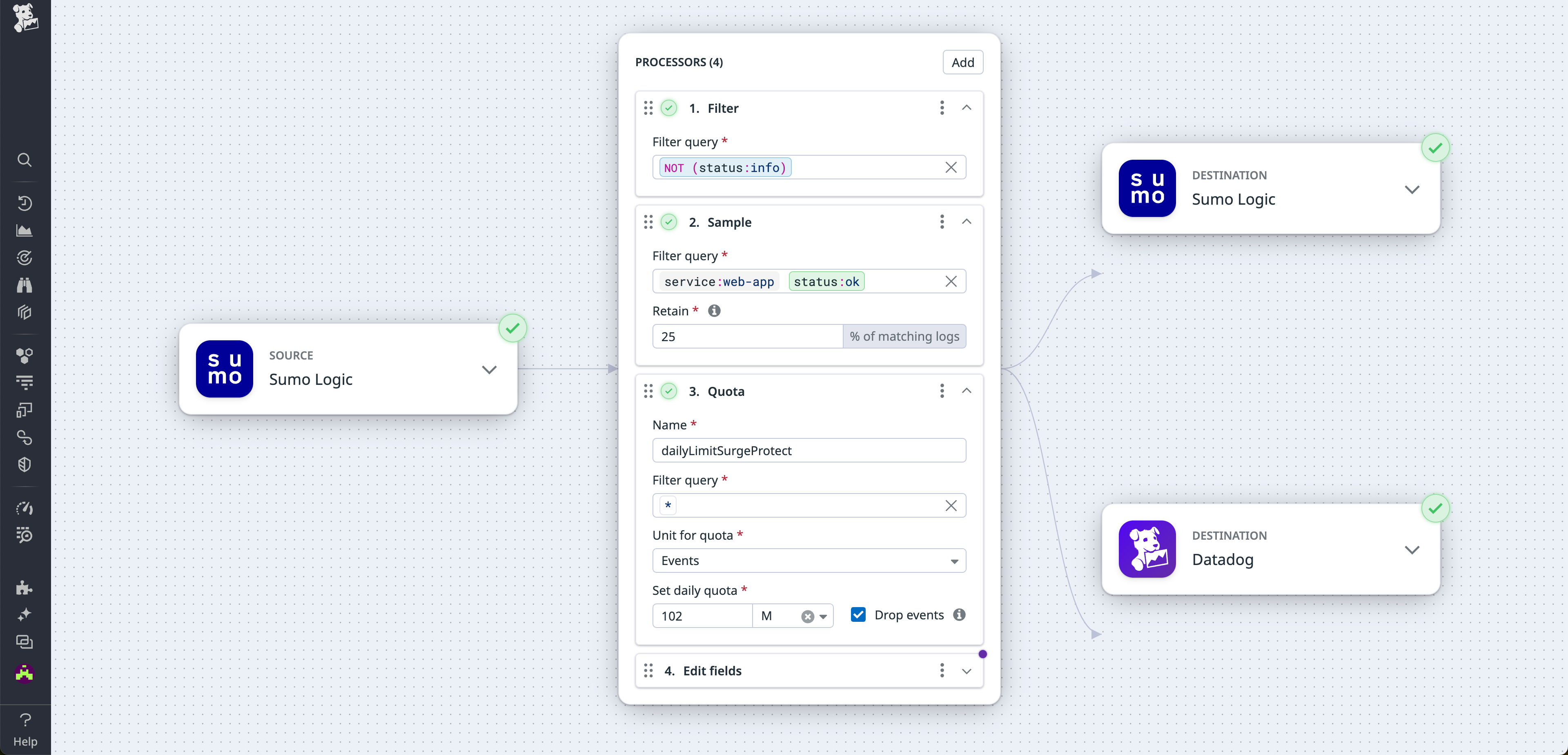 Dual Ship Logs pipeline in Datadog Observability Pipelines