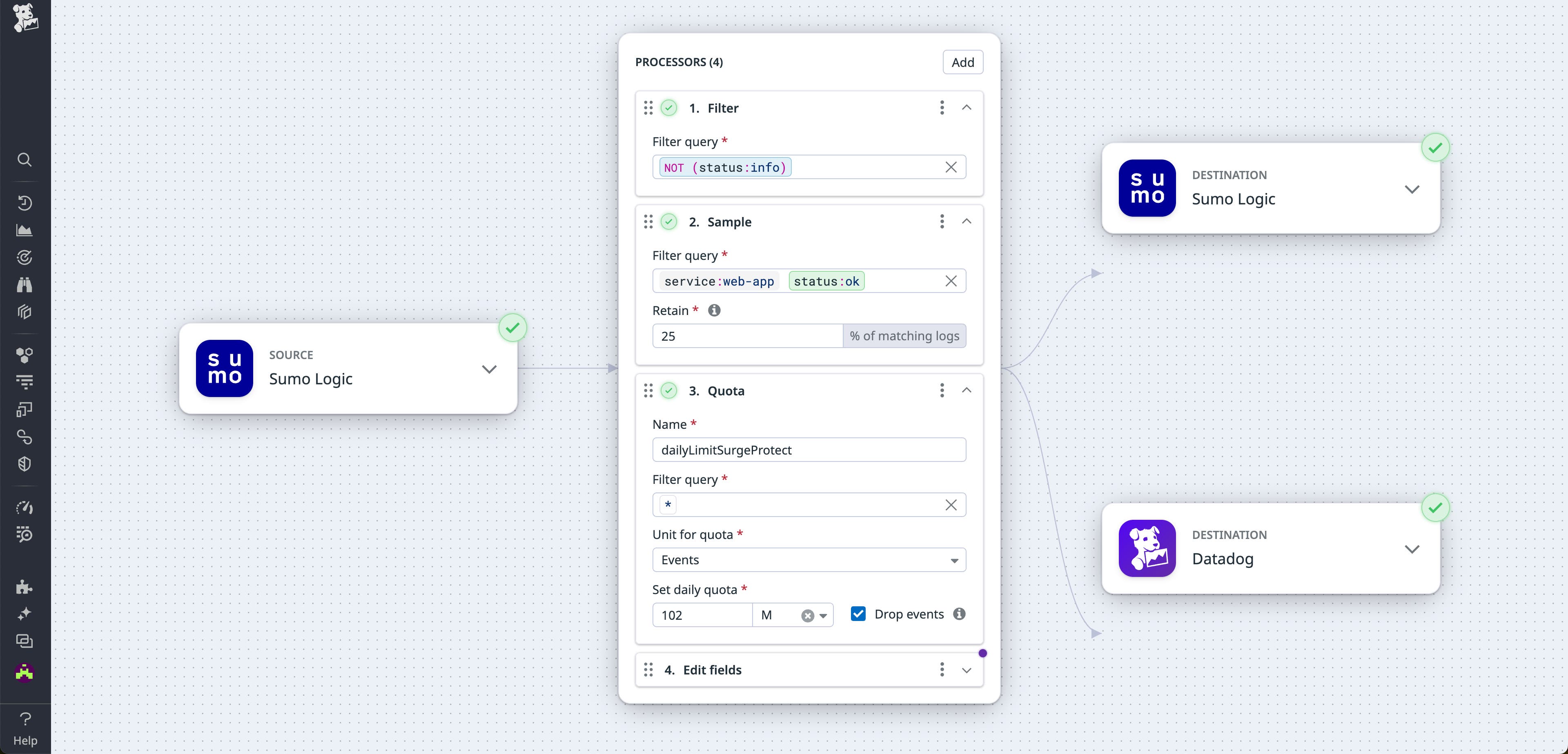 Dual Ship Logs pipeline in Datadog Observability Pipelines Dual Ship Logs pipeline in Datadog Observability Pipelines