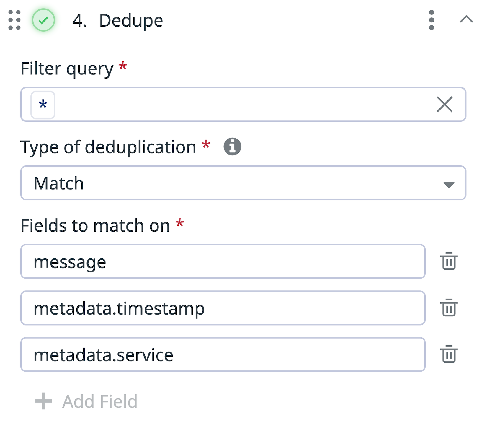 A configured dedupe processor