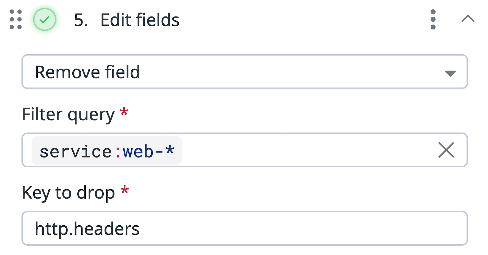 A configured edit fields processor