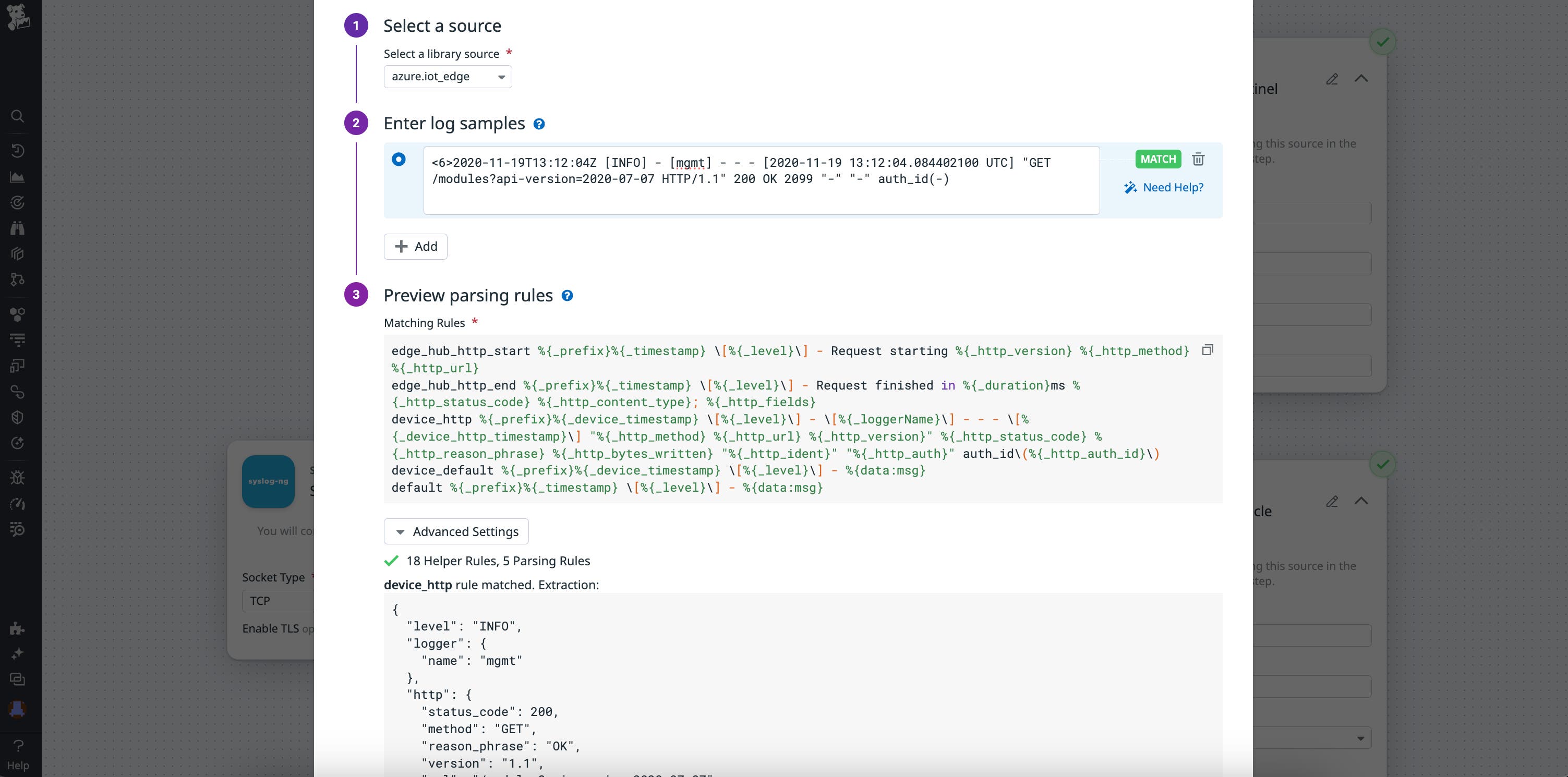 A rule using the Grok Parser to modify Azure IoT Edge logs. A rule using the Grok Parser to modify Azure IoT Edge logs.