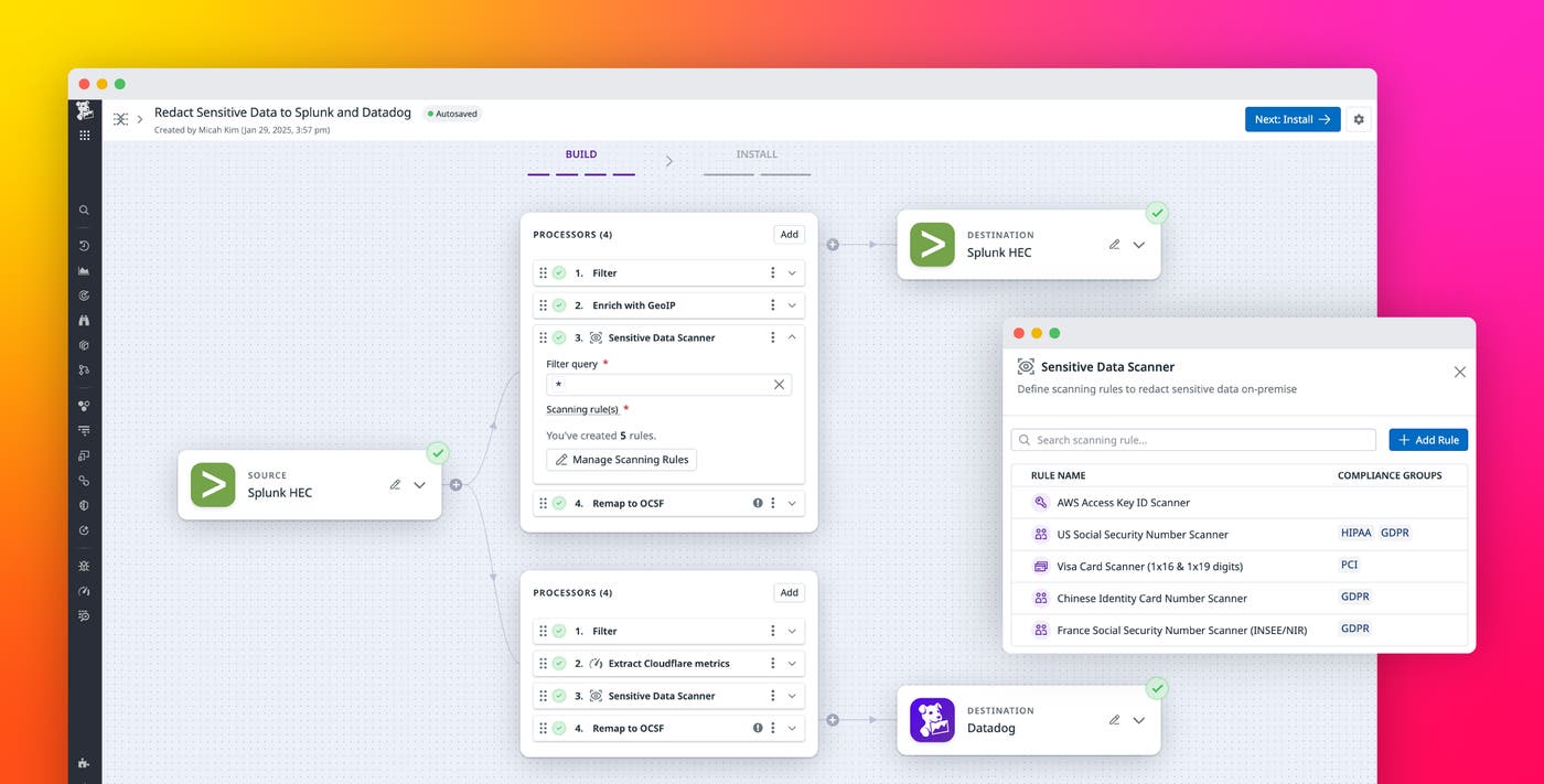 Redact sensitive data from your logs on-prem by using Observability Pipelines Redact sensitive data from your logs on-prem by using Observability Pipelines